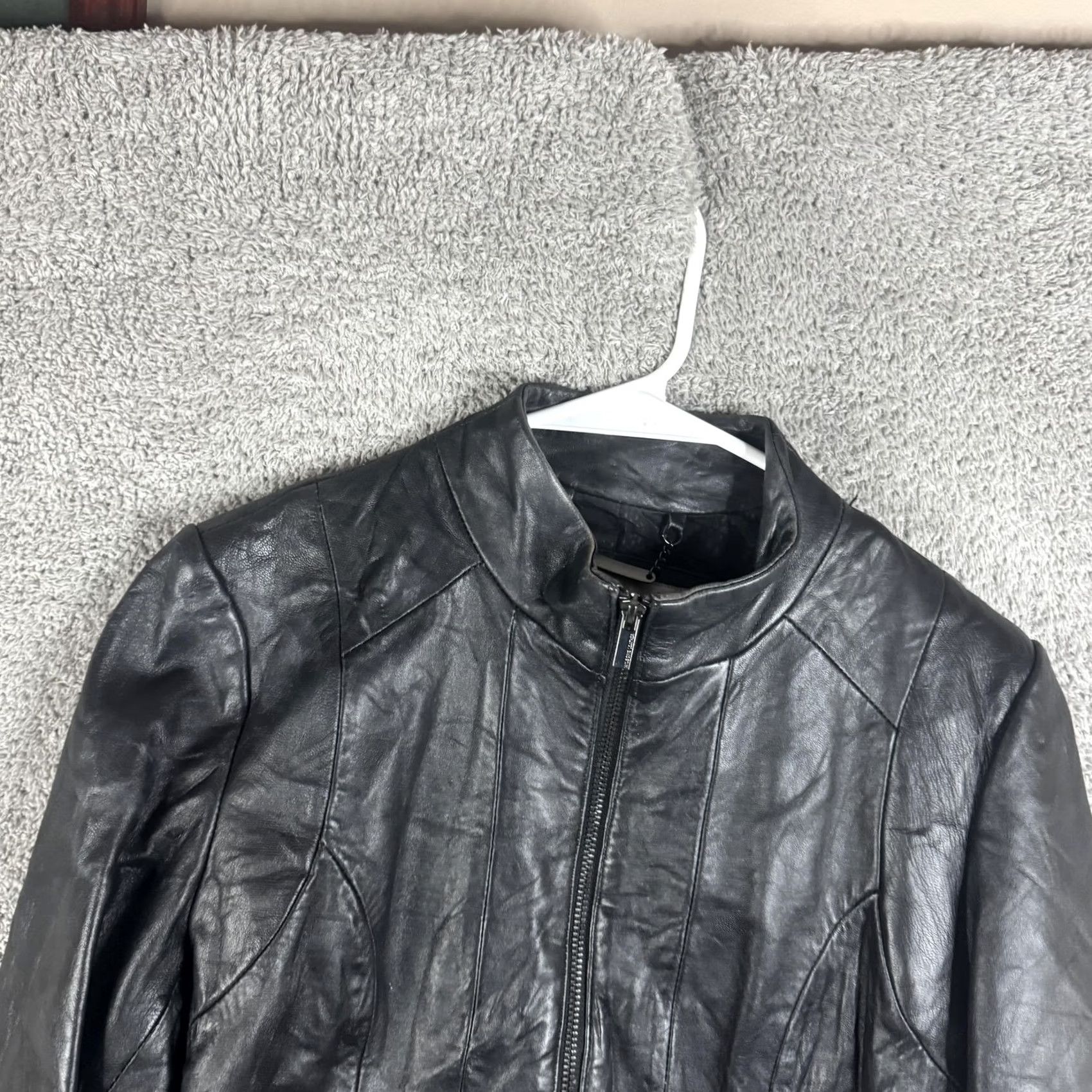 Vintage Wilsons Leather Jacket Womens Medium Black Genuine Leather Full Zip Pockets Size M / US 6-8 / IT 42-44 - 7 Thumbnail