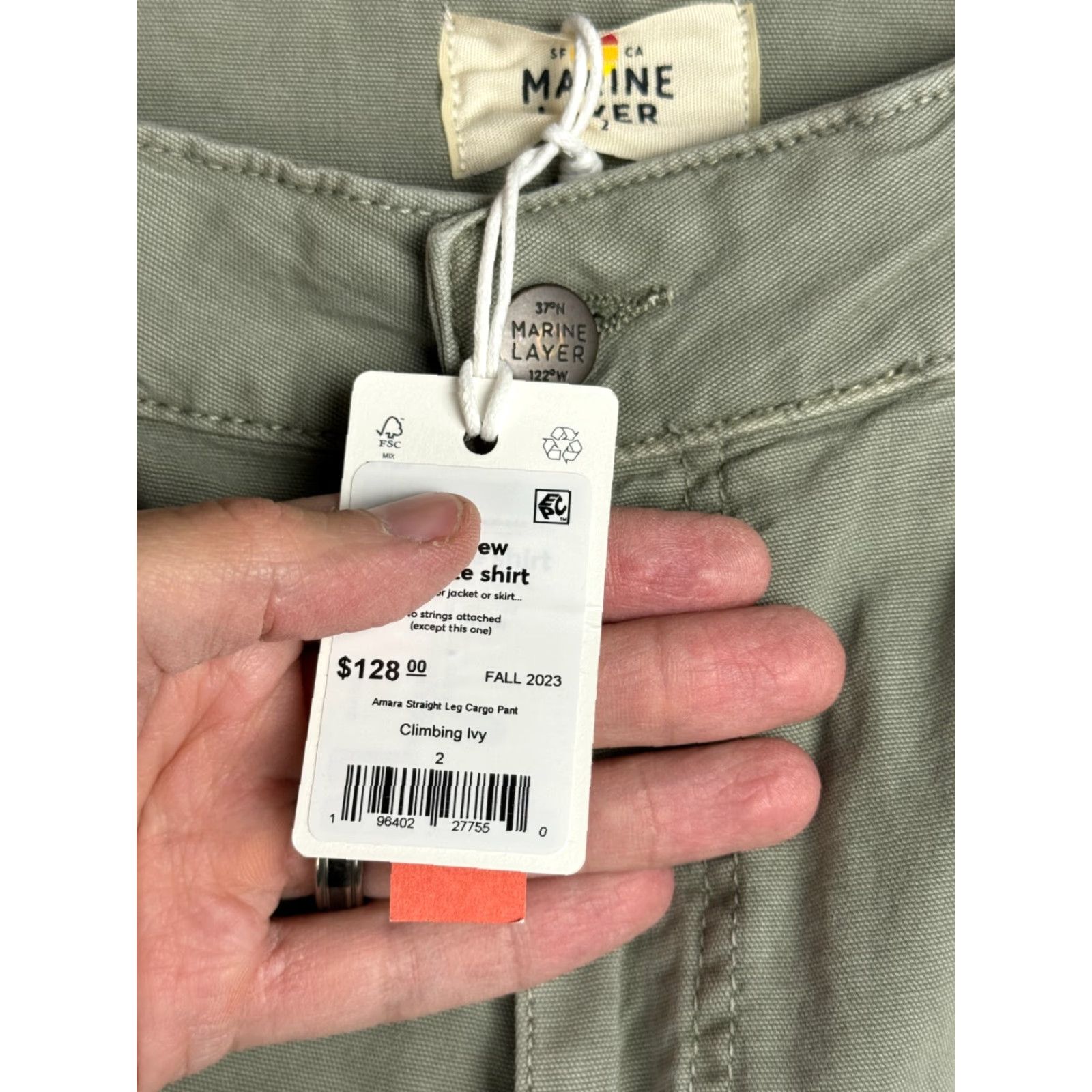 Marine Layer Marine Layer Pants Women Size 2 Cargo Straight Olive Green NWT Size 42" / US 20 - 3 Thumbnail