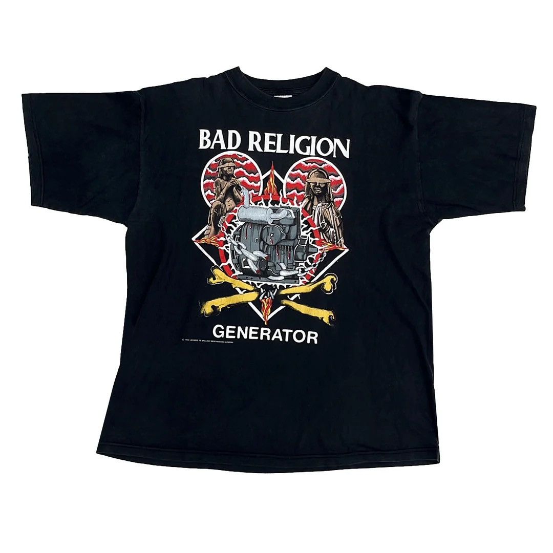 image of Band Tees x Tour Tee Bad Religion 1992 90's Vintage Generator World Tour T-Shirt in Black (Size XL)