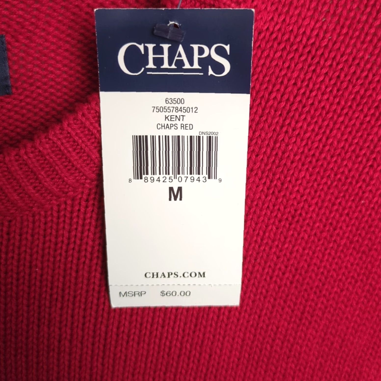 Chaps NWT Chaps Crewneck Men's Medium Red Cotton Knit Sweater Size US M / EU 48-50 / 2 - 5 Thumbnail