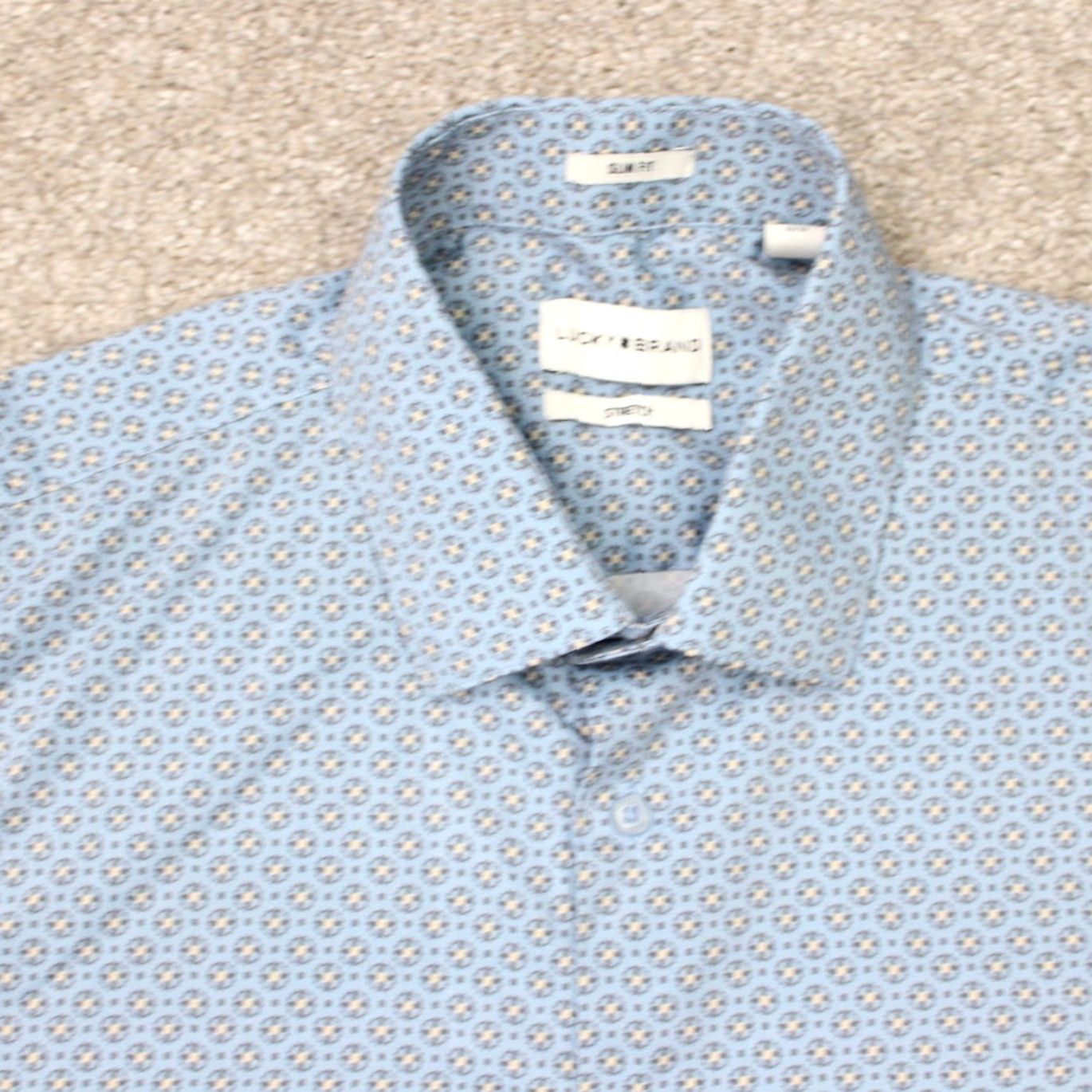 Lucky Brand Lucky Brand Shirt Mens Medium Blue Geometric Slim Fit Button-Up Long Sleeve Shirt Size US M / EU 48-50 / 2 - 4 Thumbnail