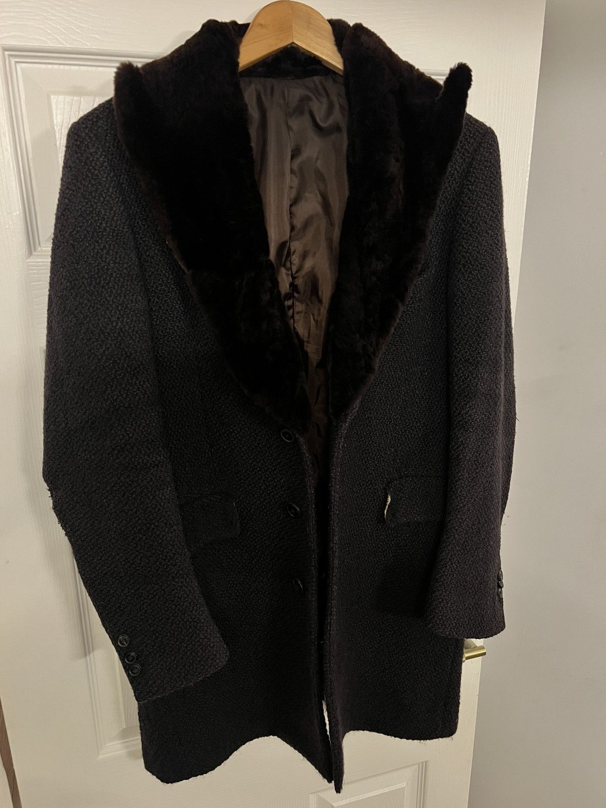 Paul Smith PAUL SMITH NAVY BLUE OVERCOAT WITH RABBIT FUR COLLAR SIZE M Size US M / EU 48-50 / 2 - 3 Thumbnail