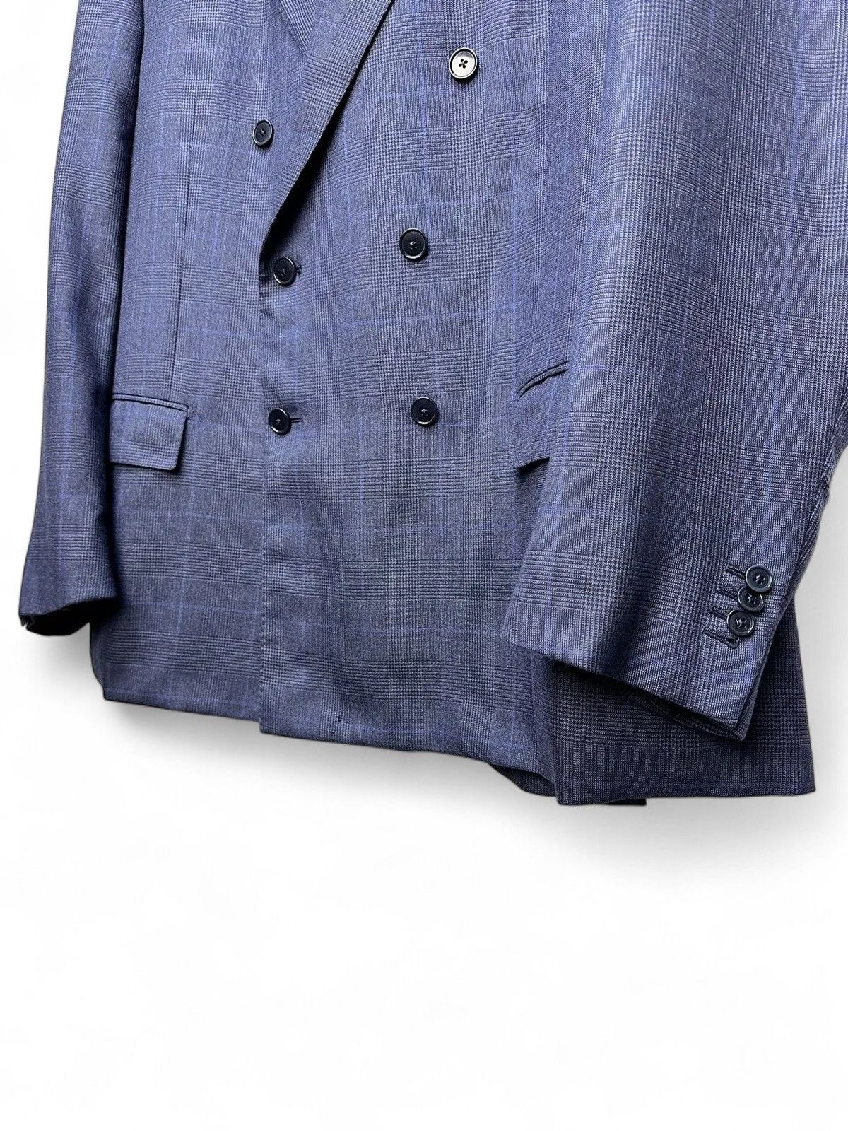 Ermenegildo Zegna Luxury Ermenegildo Zegna Wool Checked Navy Blazer Italy Size 48L - 4 Thumbnail