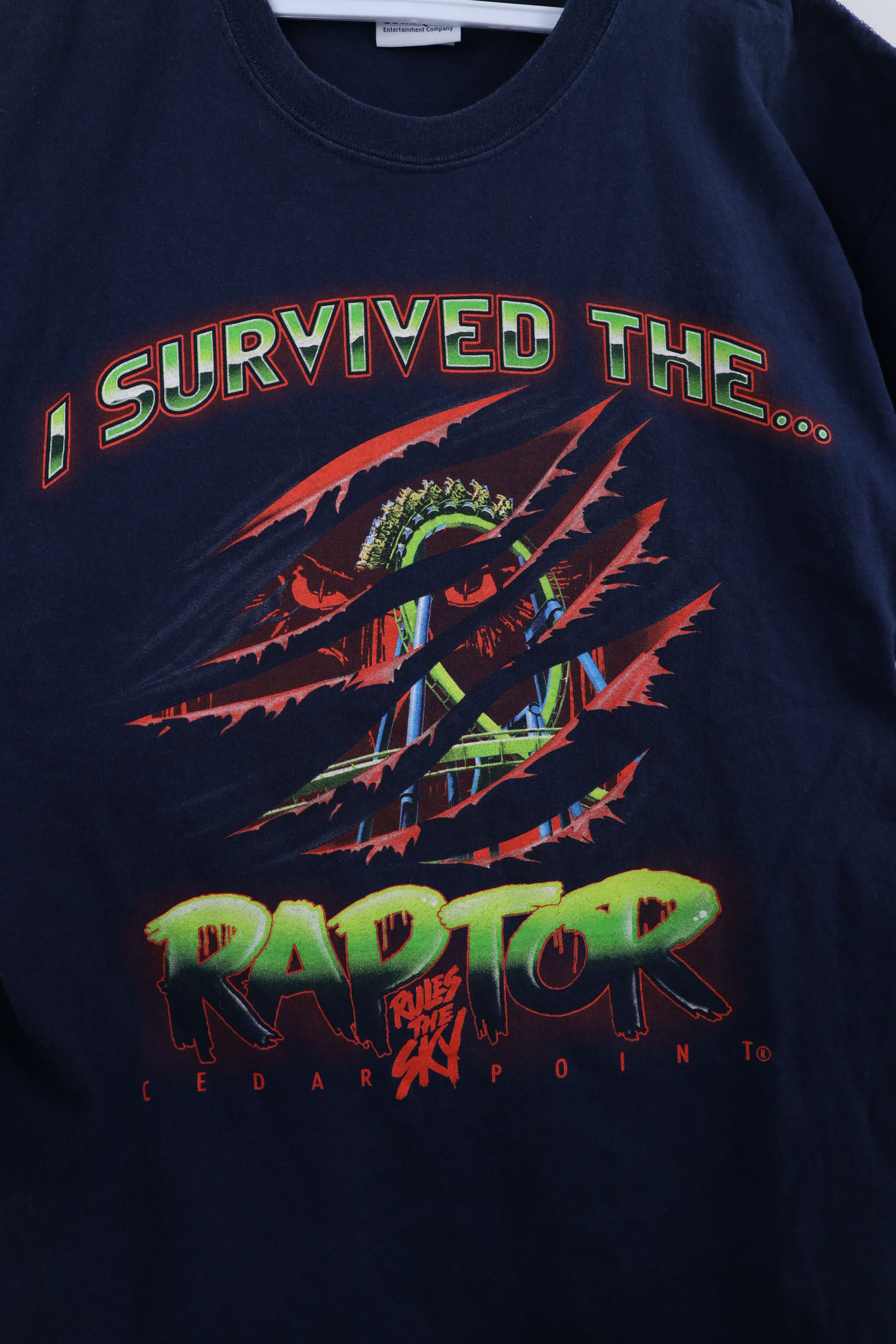 Vintage Vintage Cedar Point Raptor Roller Coaster T-Shirt Blue Size US L / EU 52-54 / 3 - 4 Thumbnail