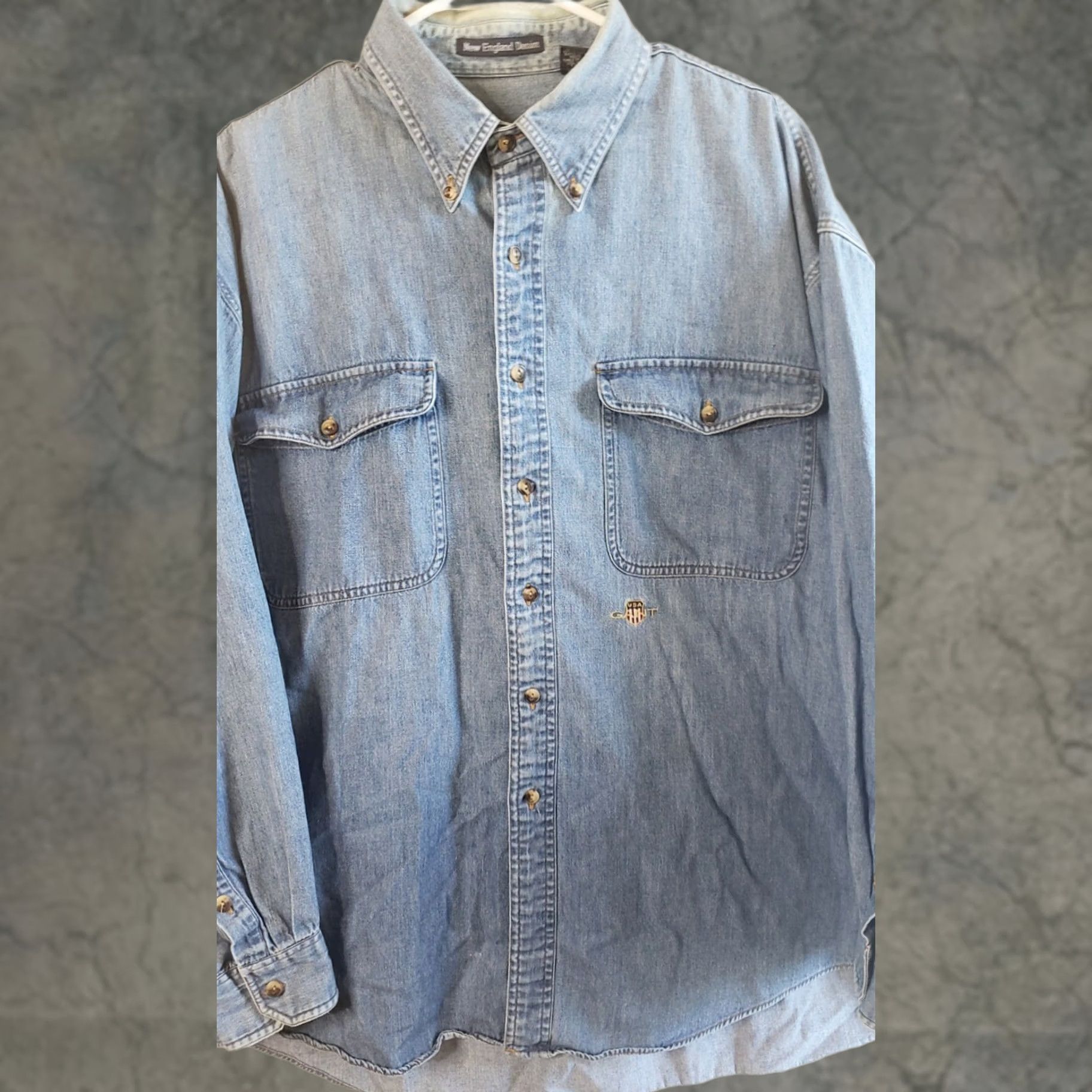 Gant GANT Button-Up Shirt Denim Blue Large Long Sleeve Mens Regular Fit Size US L / EU 52-54 / 3 - 1 Thumbnail