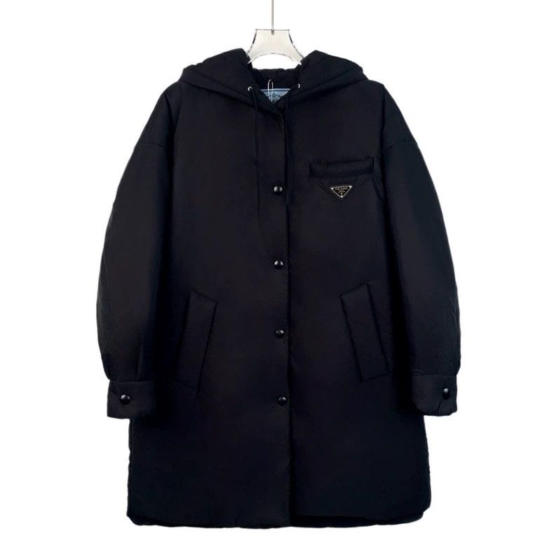 Prada Prada Size 38 23 black triangle logo hooded long-sleeved co Size US XXS / EU 40 - 1 Thumbnail