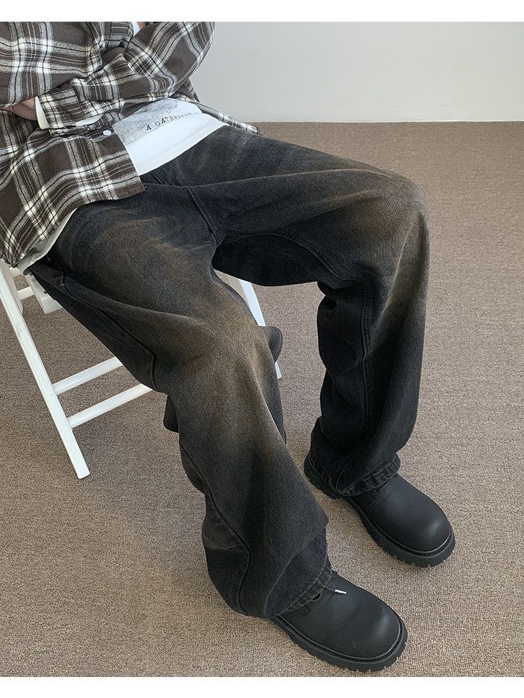 image of Distressed Denim x Jean Hombre Rusty Oil Jeans in Black, Men's (Size 31)