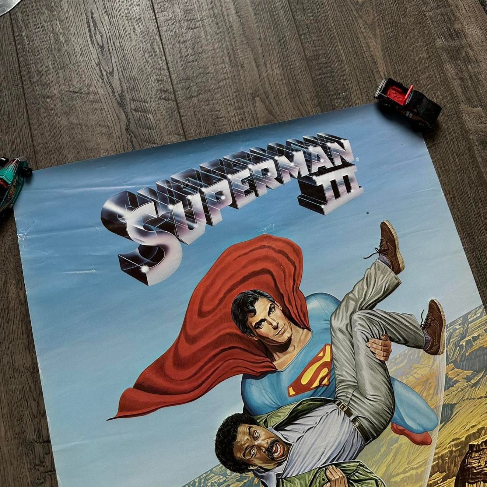 DC Comics × Vintage Vintage 80s Superman 3 III Dc Comics Official Movie Poster Size ONE SIZE - 5 Thumbnail