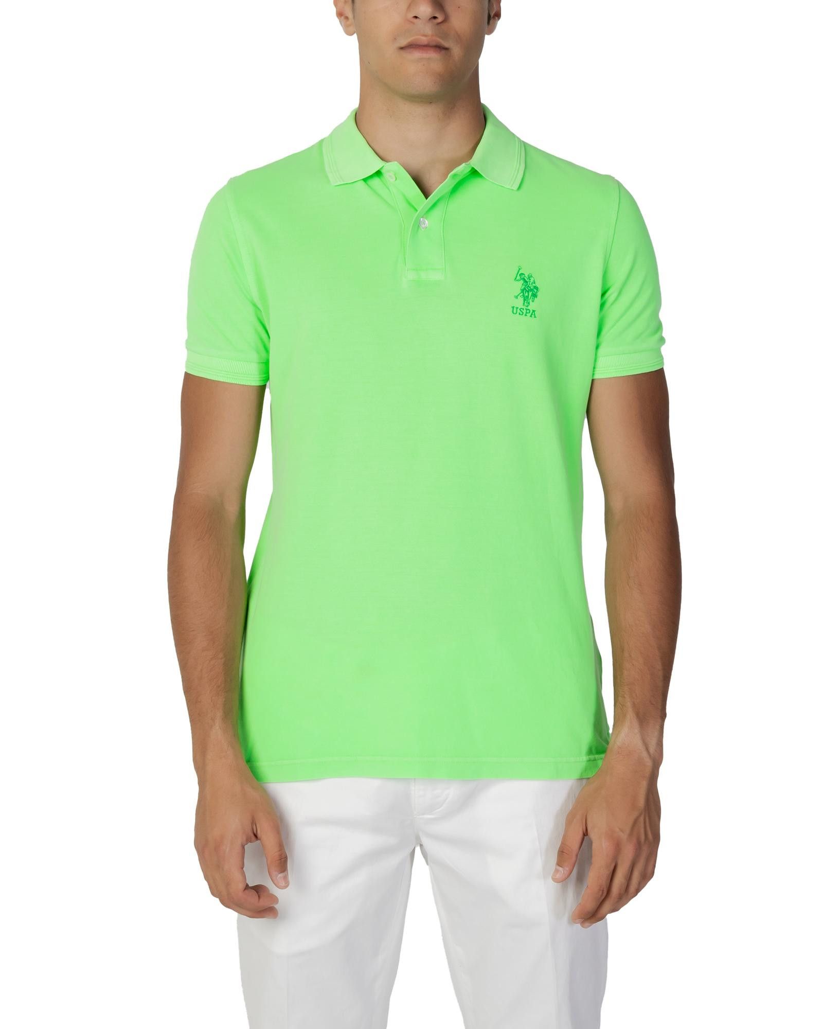 image of U S Polo Assn Plain Polo Shirt With Button Fastening in Green, Men's (Size 2XL)