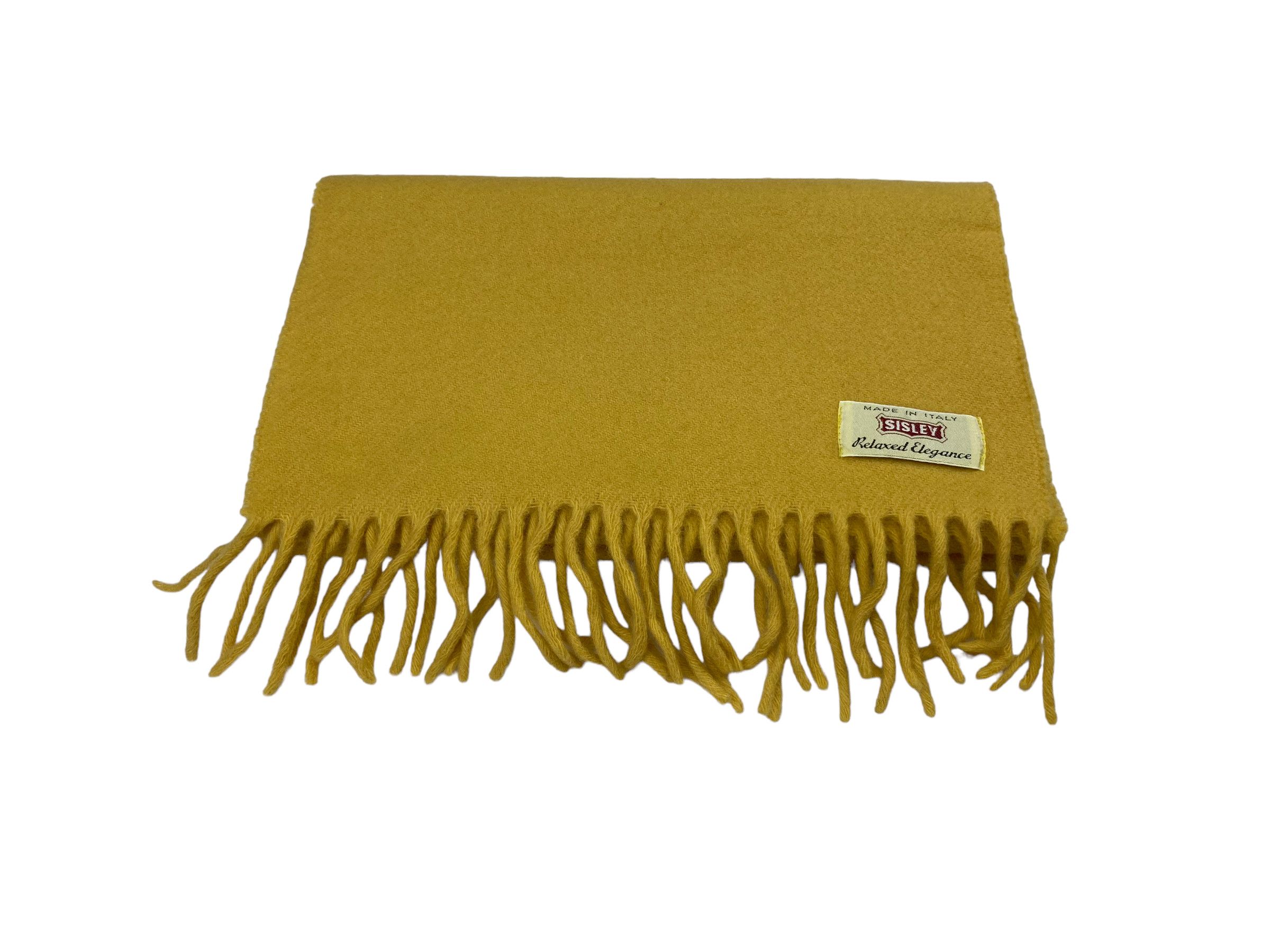 Sisley × Vintage Sisley Mustard Wool Scarf Vintage Italian Made Winter Acces Size ONE SIZE - 7 Thumbnail
