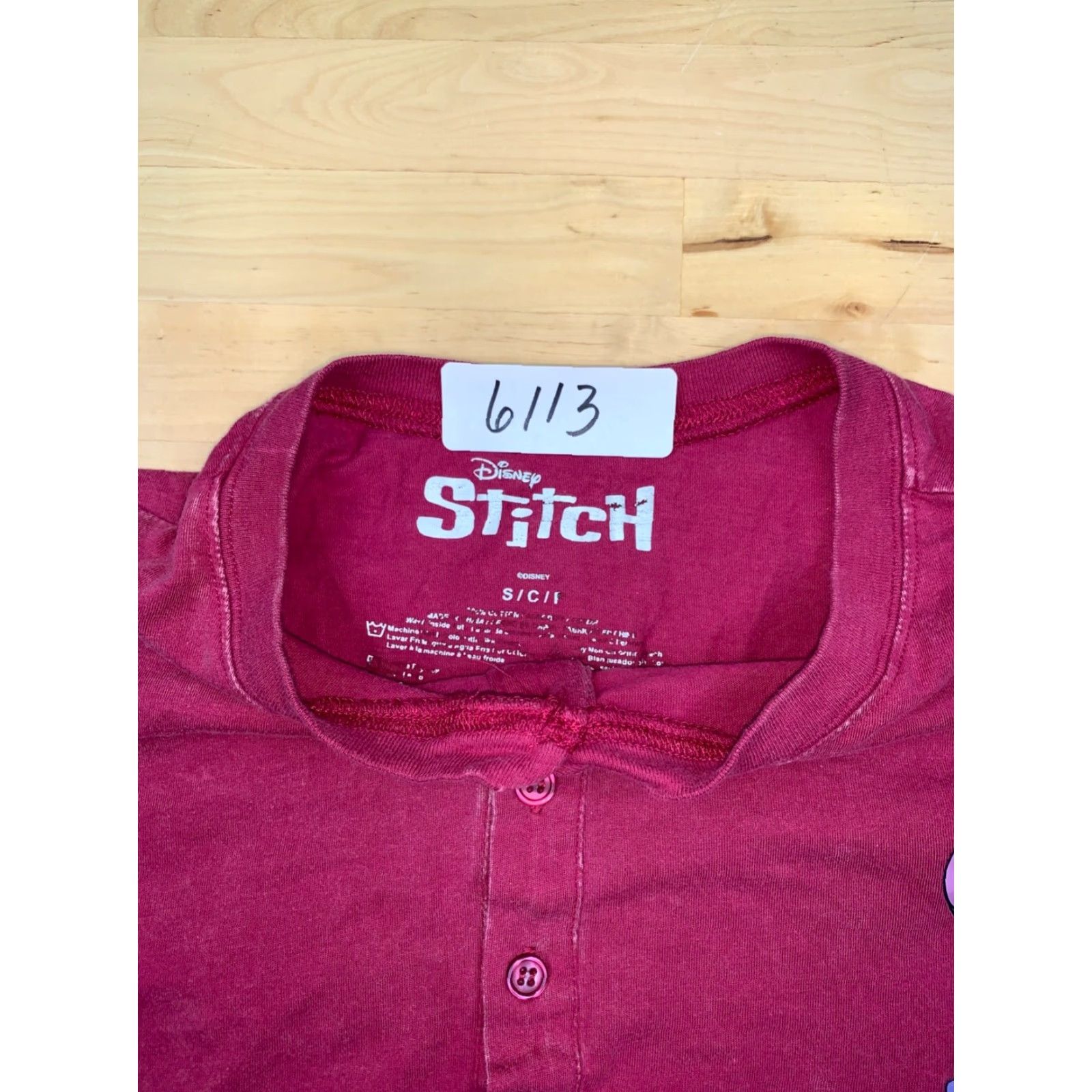 Disney Disney Stitch Henley Crop Top T-Shirt Women's Long Sleeve Small Pink Cropped Henley Stitch #6113 Size S / US 4 / IT 40 - 5 Thumbnail