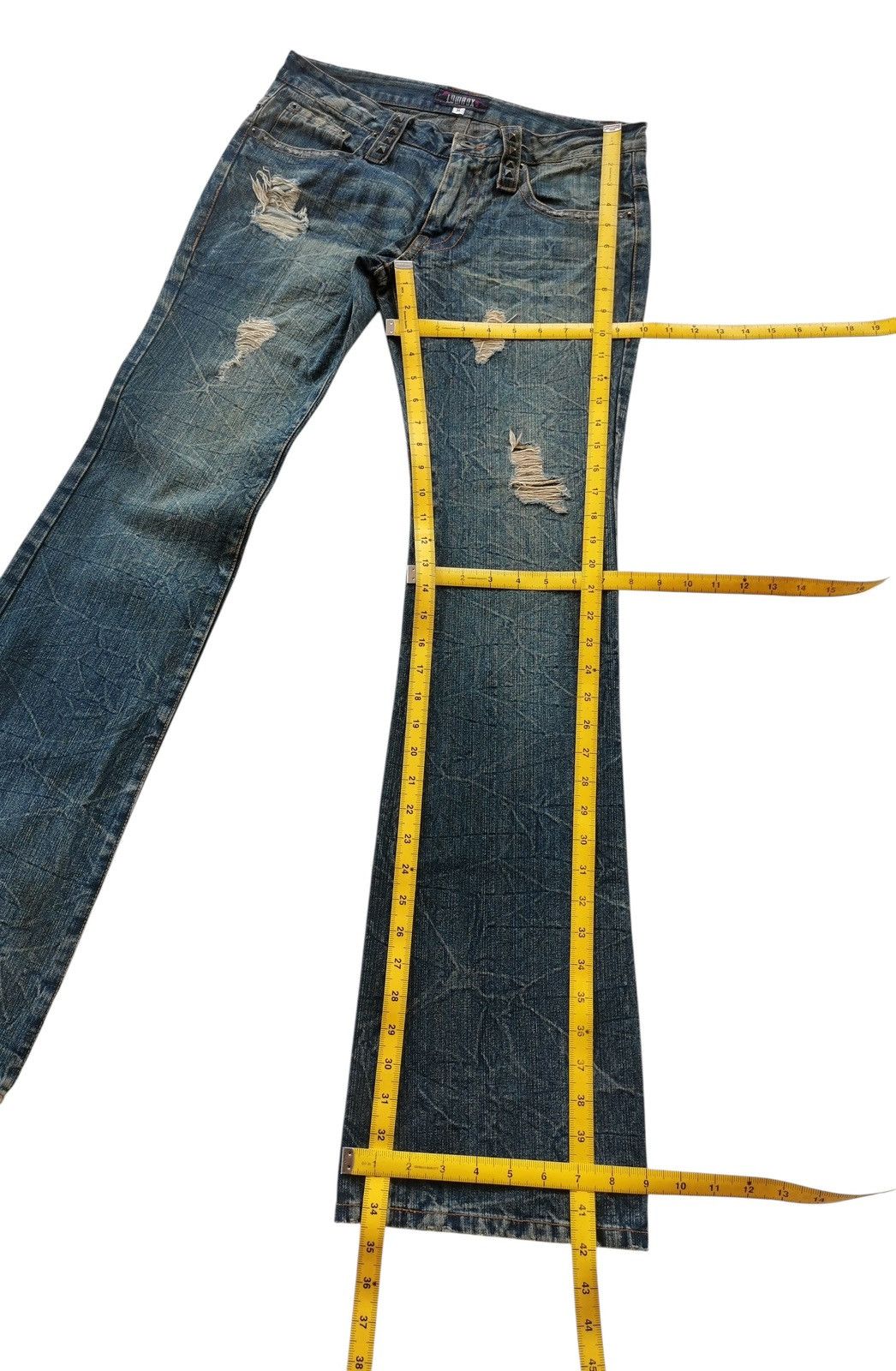 LOWBOX Archival Japanese Punk Studded Flare Jeans Lowbox Size US 31 - 14 Thumbnail