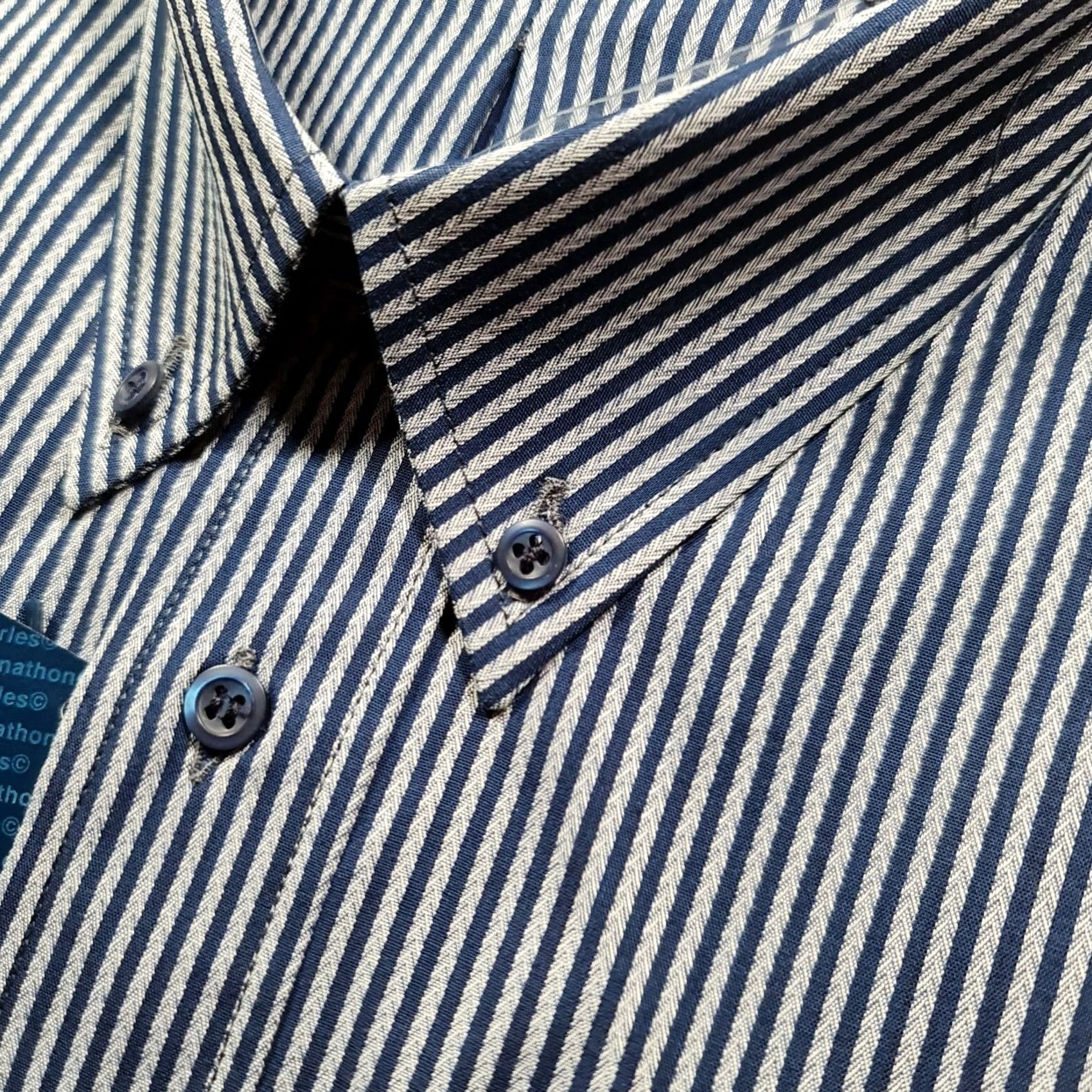 Vintage Jonathon Charles Mens Shirt Striped Button-Down 3XL Blue Long Sleeve Cotton Jersey Button-Up Mens Size US XXL / EU 58 / 5 - 3 Thumbnail
