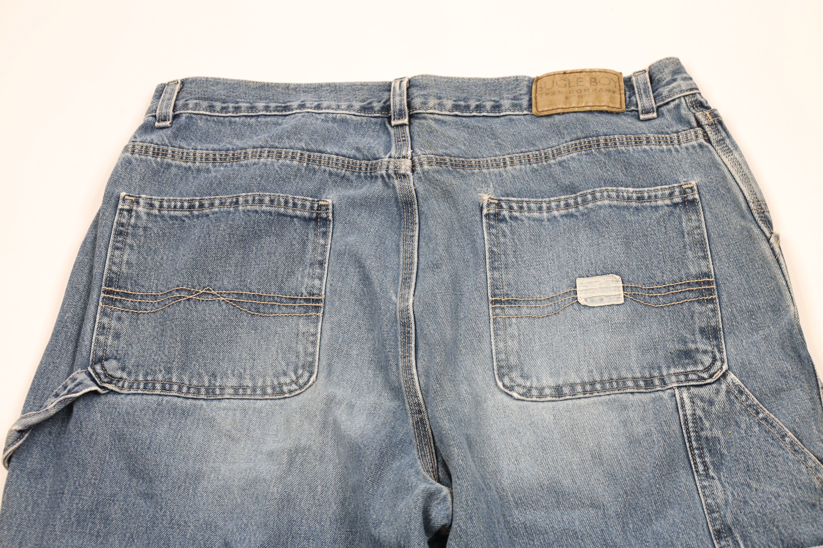 Vintage 90s Streetwear Wide Leg Carpenter Denim Jeans Blue