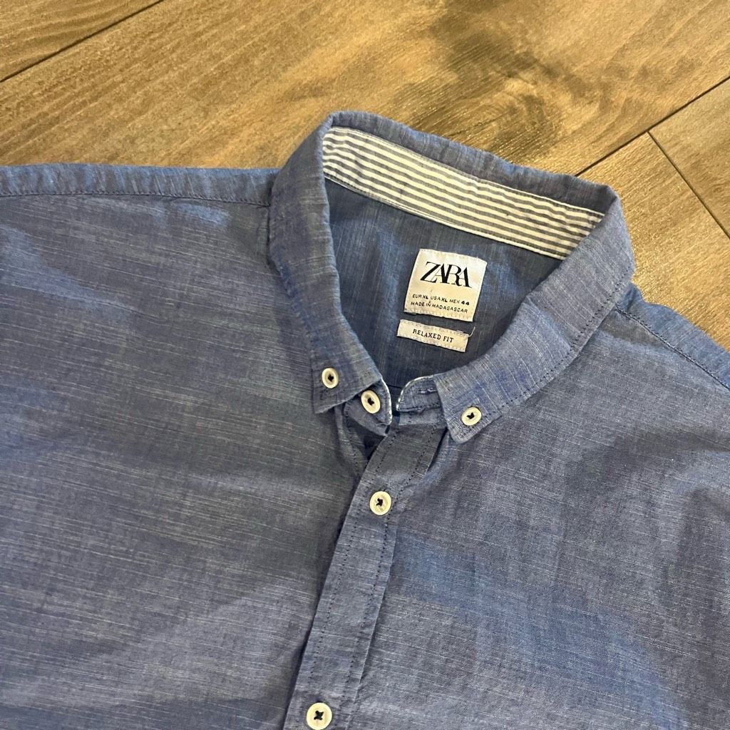 Zara Zara Light Blue Casual Buttonup Shirt Men XL Bin K-46 Size US XL / EU 56 / 4 - 2 Thumbnail