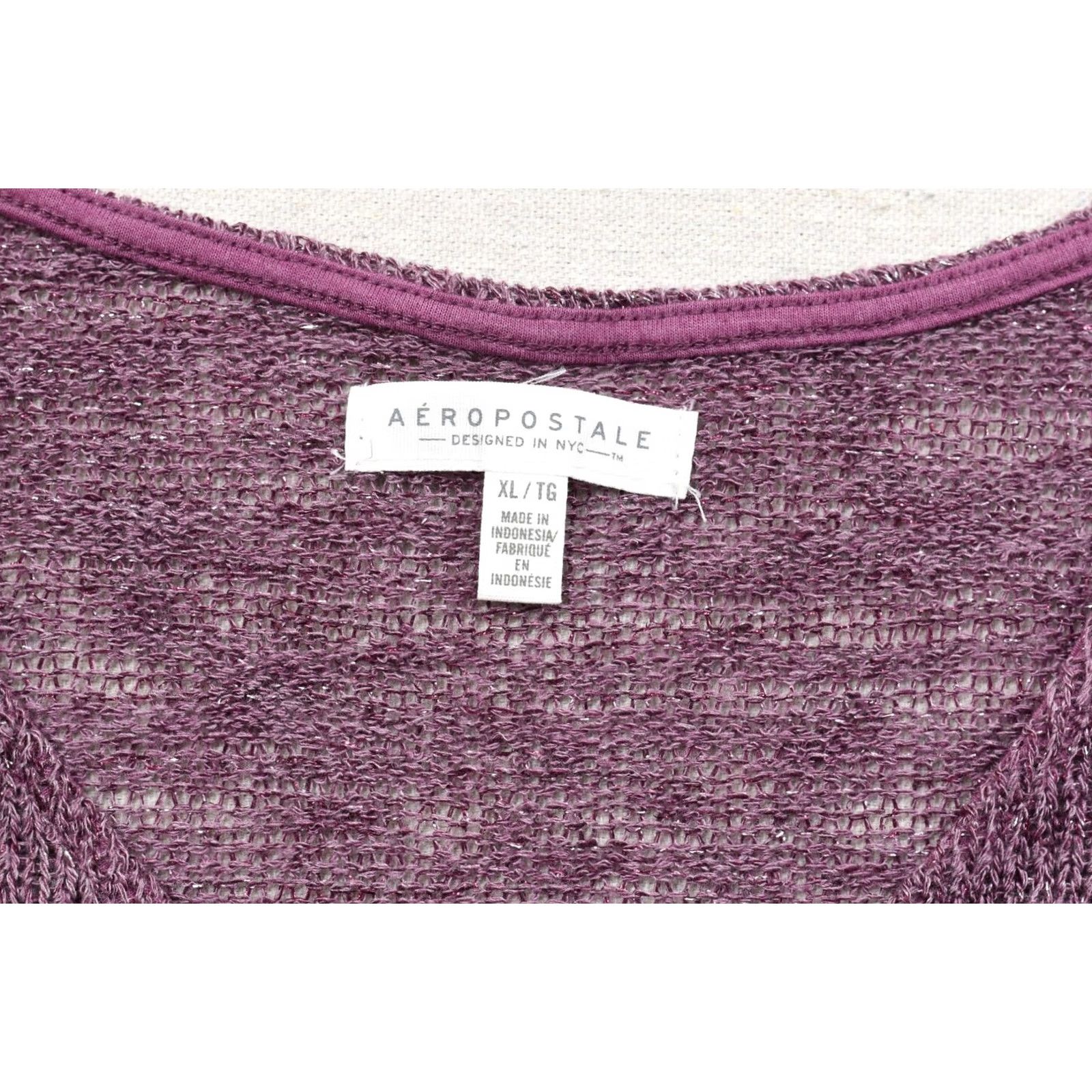 Aeropostale Aeropostale Sweater Womens XL Purple Women Metallic Knit Neck Long Sleeve Lightweight Size XL / US 12-14 / IT 48-50 - 8 Thumbnail