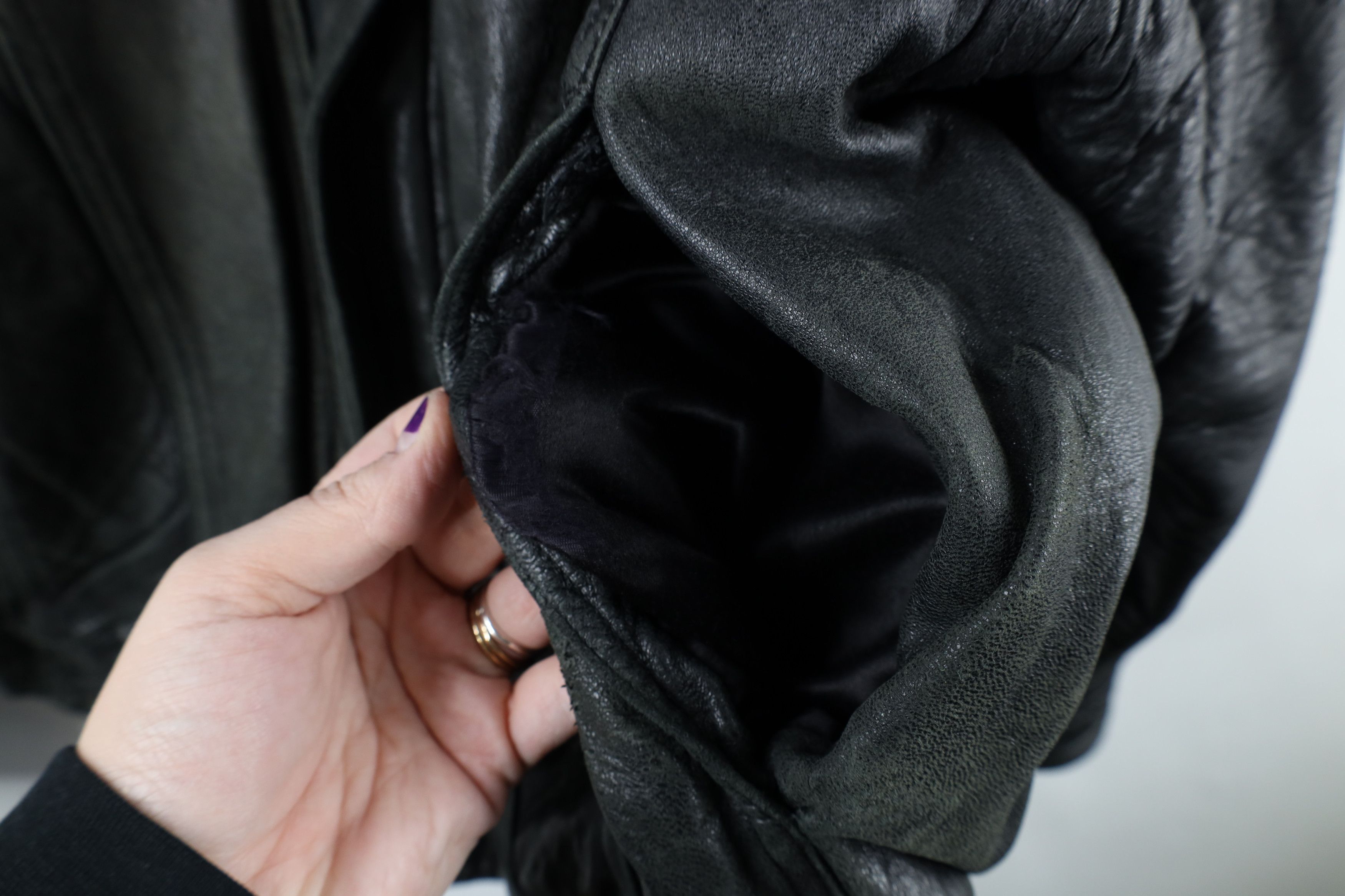 Vintage Vintage 90s Streetwear Full Zip Leather Bomber Jacket Black Size US L / EU 52-54 / 3 - 9 Thumbnail