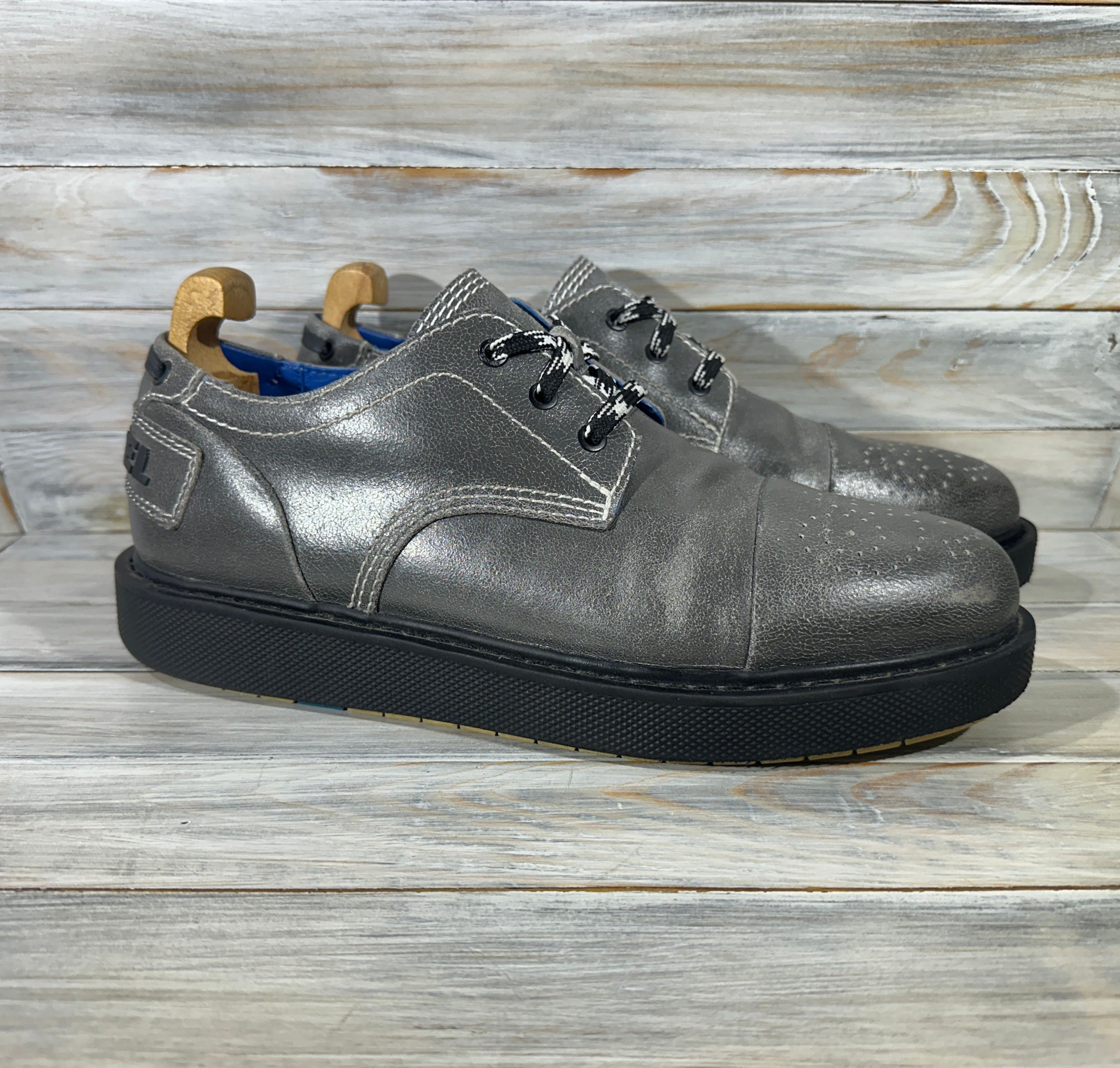 Diesel × Leather Diesel D-Cage Db Ct Gray Leather Lace Up Cap Toe Oxfords Size US 12.5 / EU 45-46 - 14 Thumbnail