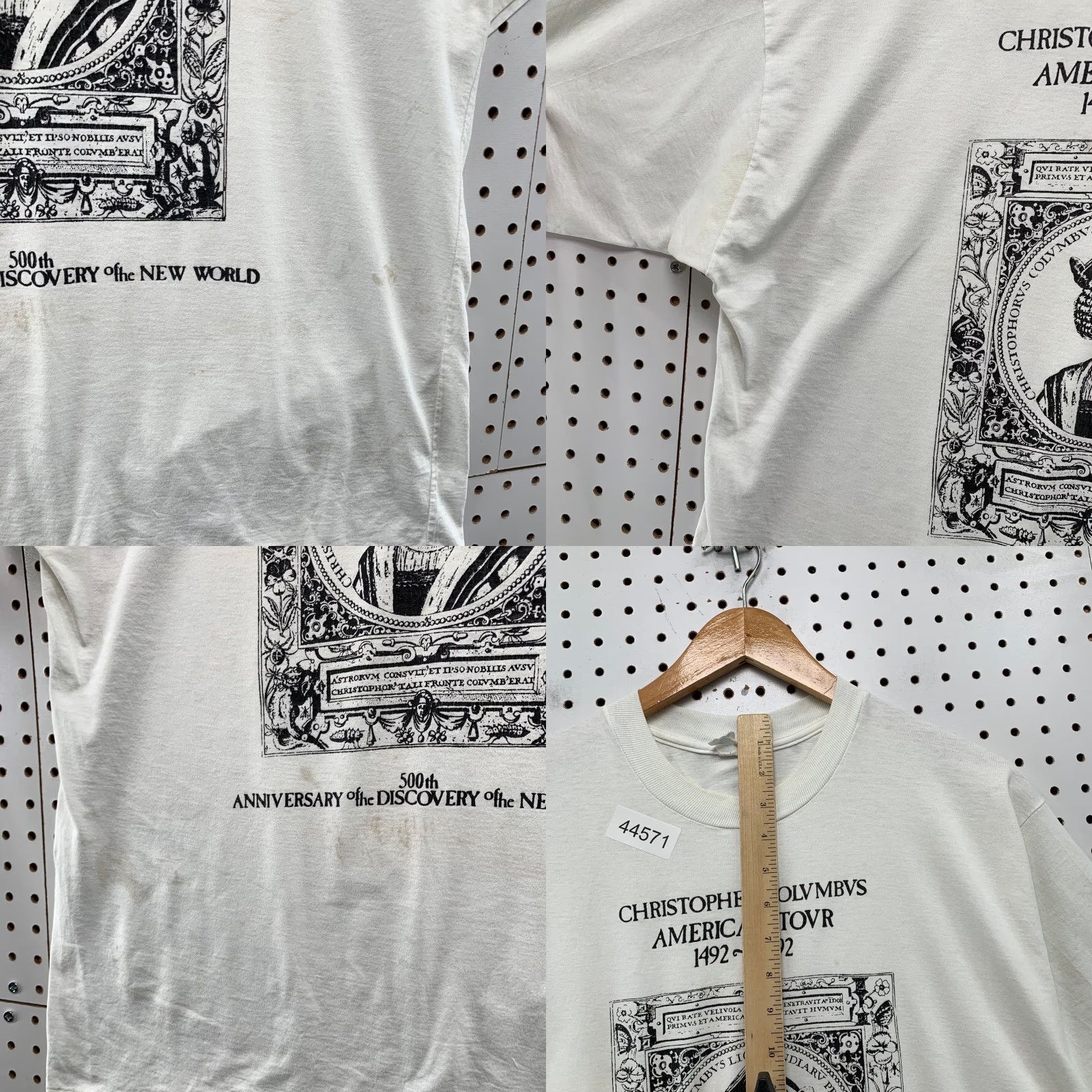 Vintage VINTAGE Christopher Columbus Shirt Mens L White Velero 1992 90s History Graphic Print T-Shirt Size US L / EU 52-54 / 3 - 8 Thumbnail
