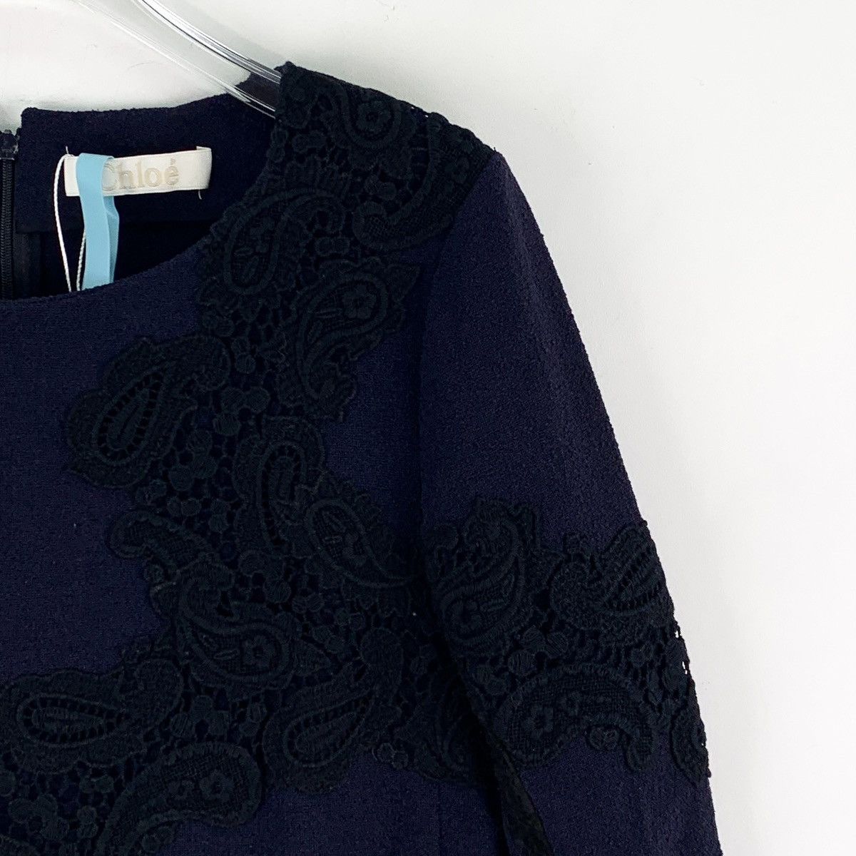 Chloe Chloe Blue Floral Embroidered Wool Long Sleeve Top K26WX Size XS / US 0-2 / IT 36-38 - 3 Thumbnail