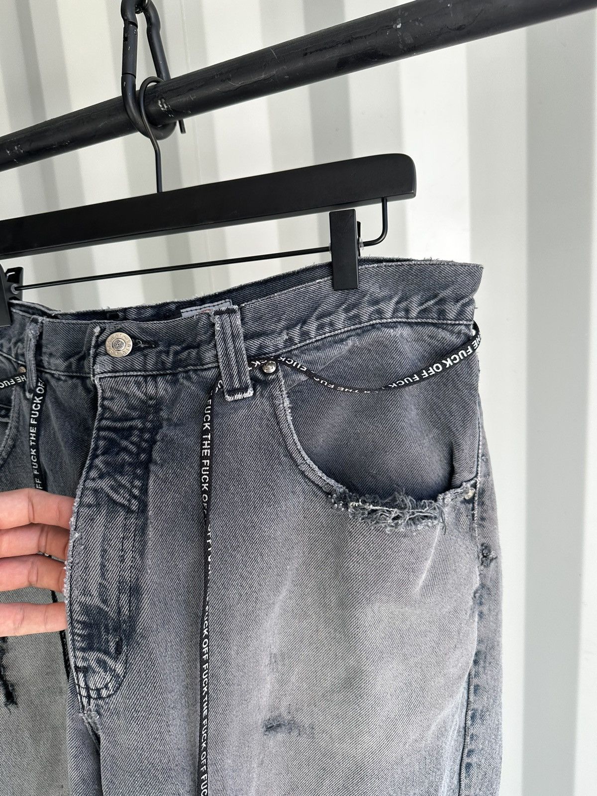 Vintage Vintage Thrashed Sun Faded Baggy Denim ERD Grunge Size US 36 / EU 52 - 3 Thumbnail