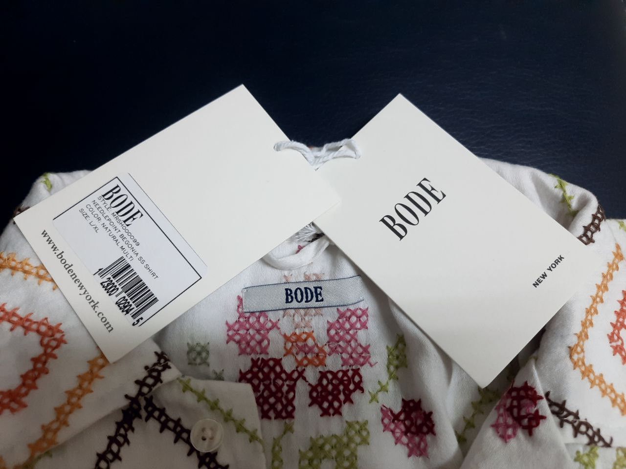 Bode *New* Needlepoint Begonia Short Sleeve Shirt Size US L / EU 52-54 / 3 - 3 Thumbnail