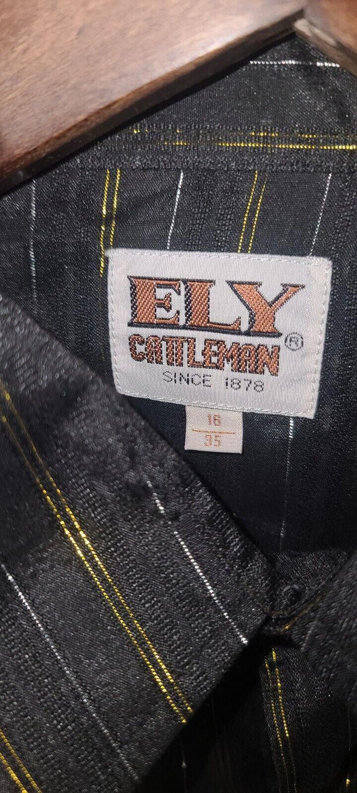 Designer ELY CATTLEMAN MENS Size 16-35 Black Gold Stripes Western Size US M / EU 48-50 / 2 - 4 Thumbnail