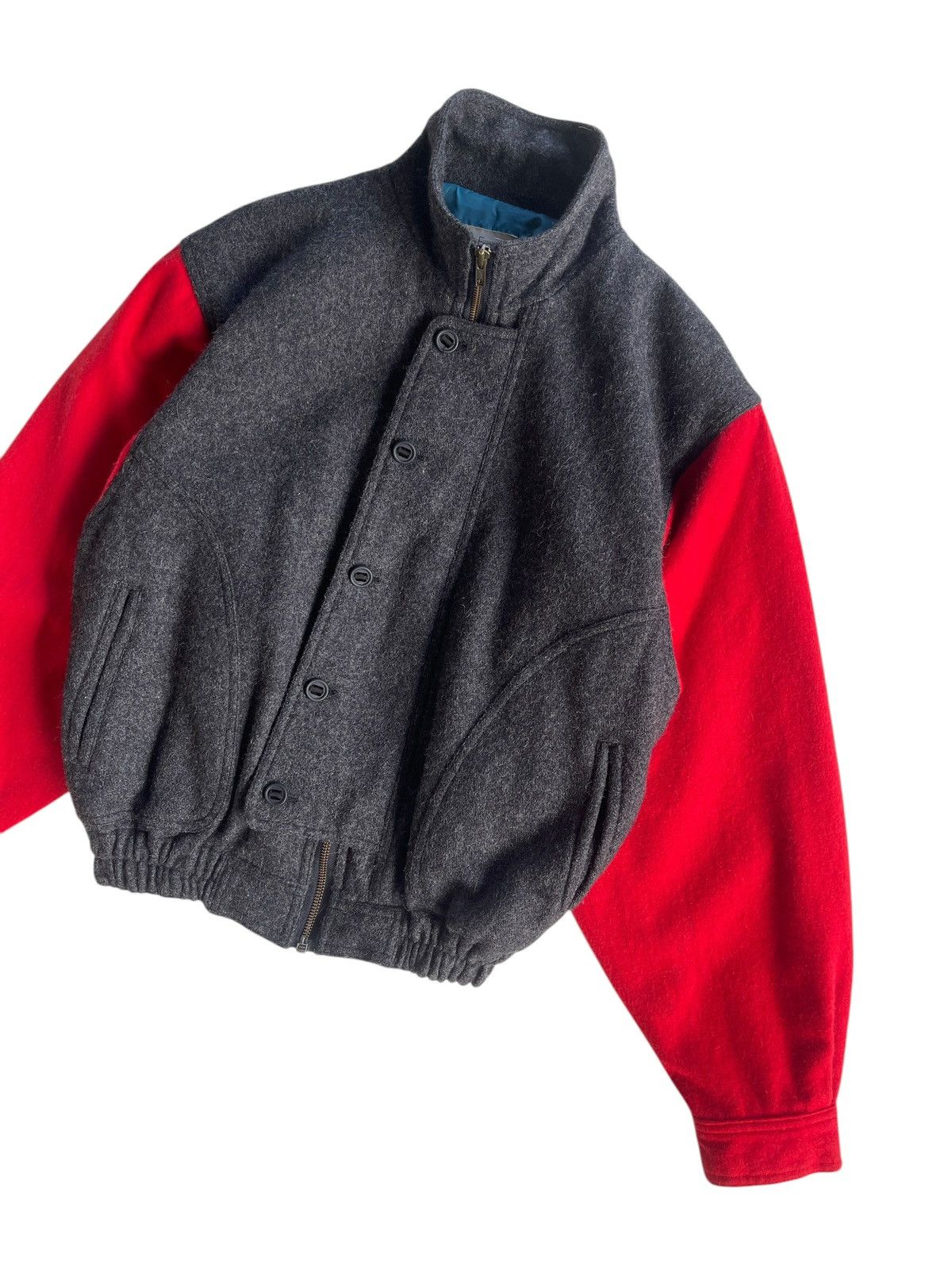 Japanese Brand Vintage 90s Boite Fraiche Homme Wool Bomber Jacket Size US M / EU 48-50 / 2 - 5 Thumbnail