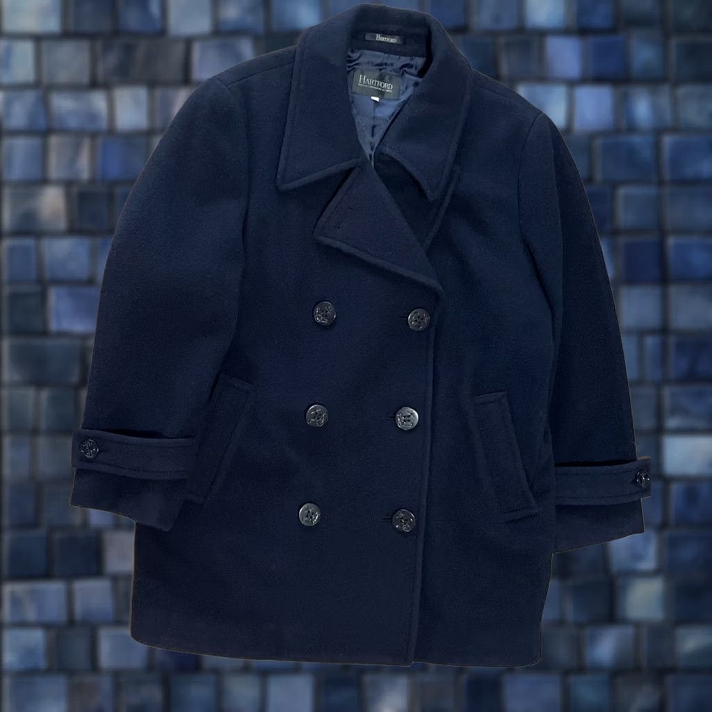 Hartford Hartford Sanyo Peacoat Coat Men L Navy Blue Tweed Wool Button Reg Navy Classic Luxury Size US L / EU 52-54 / 3 - 1 Thumbnail