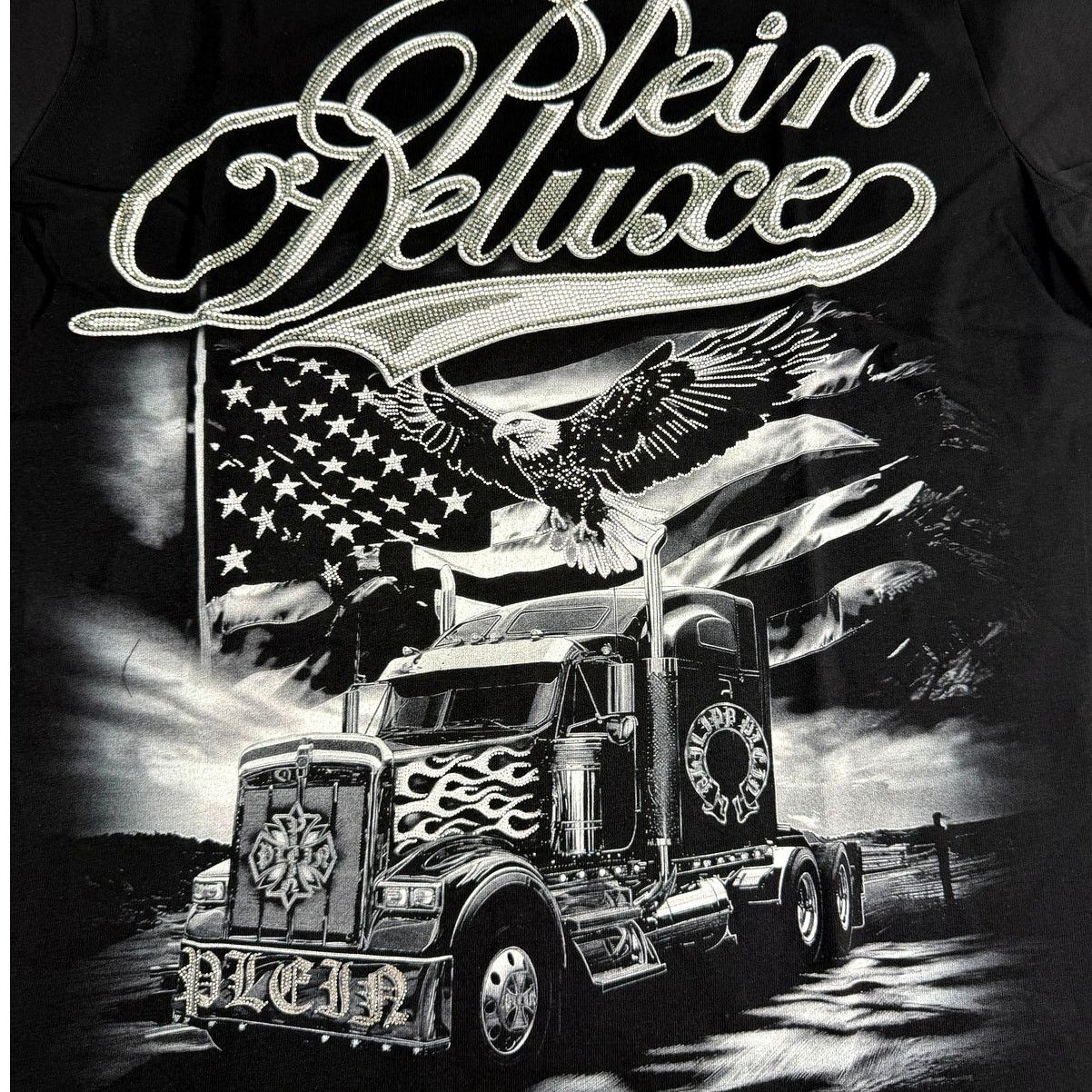 Philipp Plein Philipp Plein Black Plein Truck Stones Round Neck T-Shirt XL Size US XL / EU 56 / 4 - 8 Thumbnail