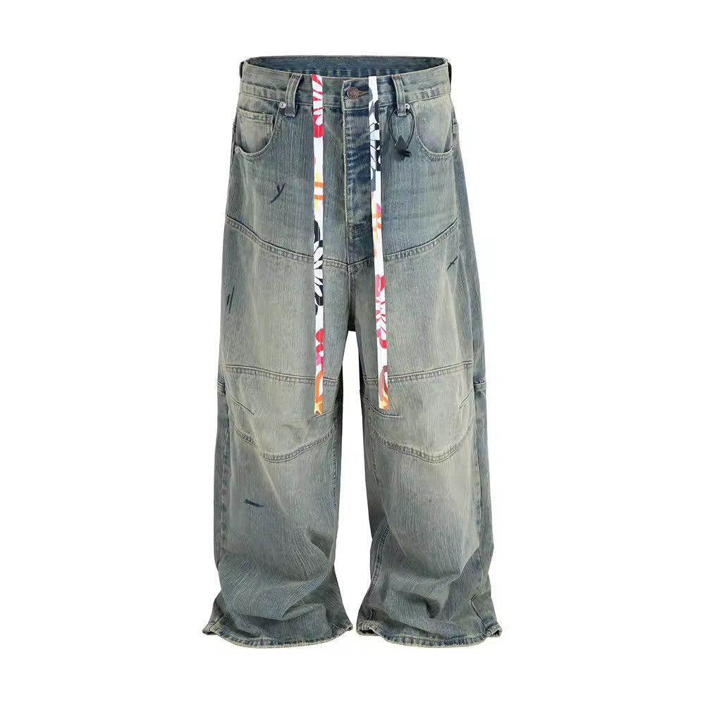 Jean Washed Vintage Loose Double Knee Denim Size US 30 / EU 46 - 1 Thumbnail