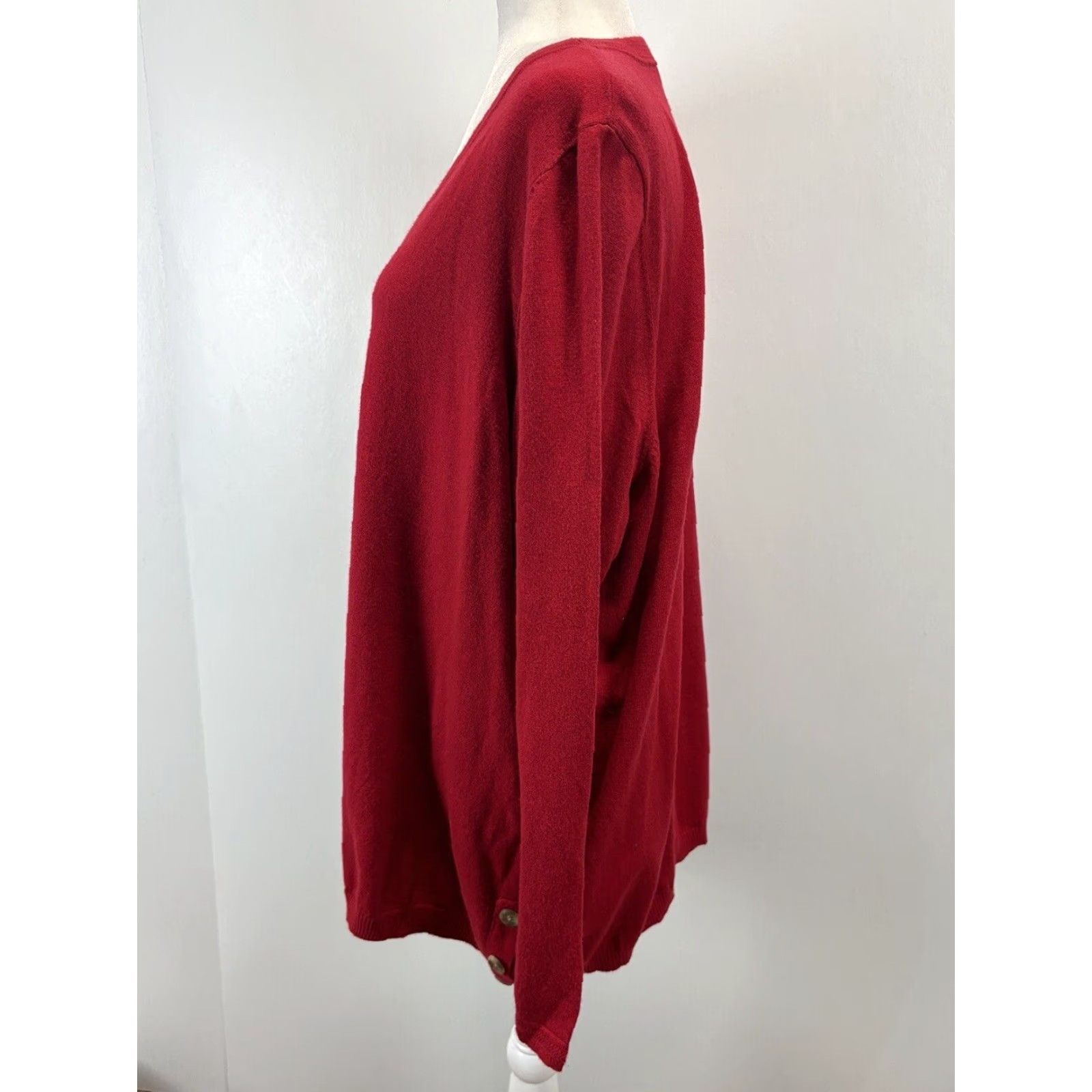 Talbots Talbots Women's Plus Size Tunic Sweater Red V-Neck Long Sleeve Cotton Blend 2X Size XXL / US 16-18 / IT 52-54 - 2 Thumbnail