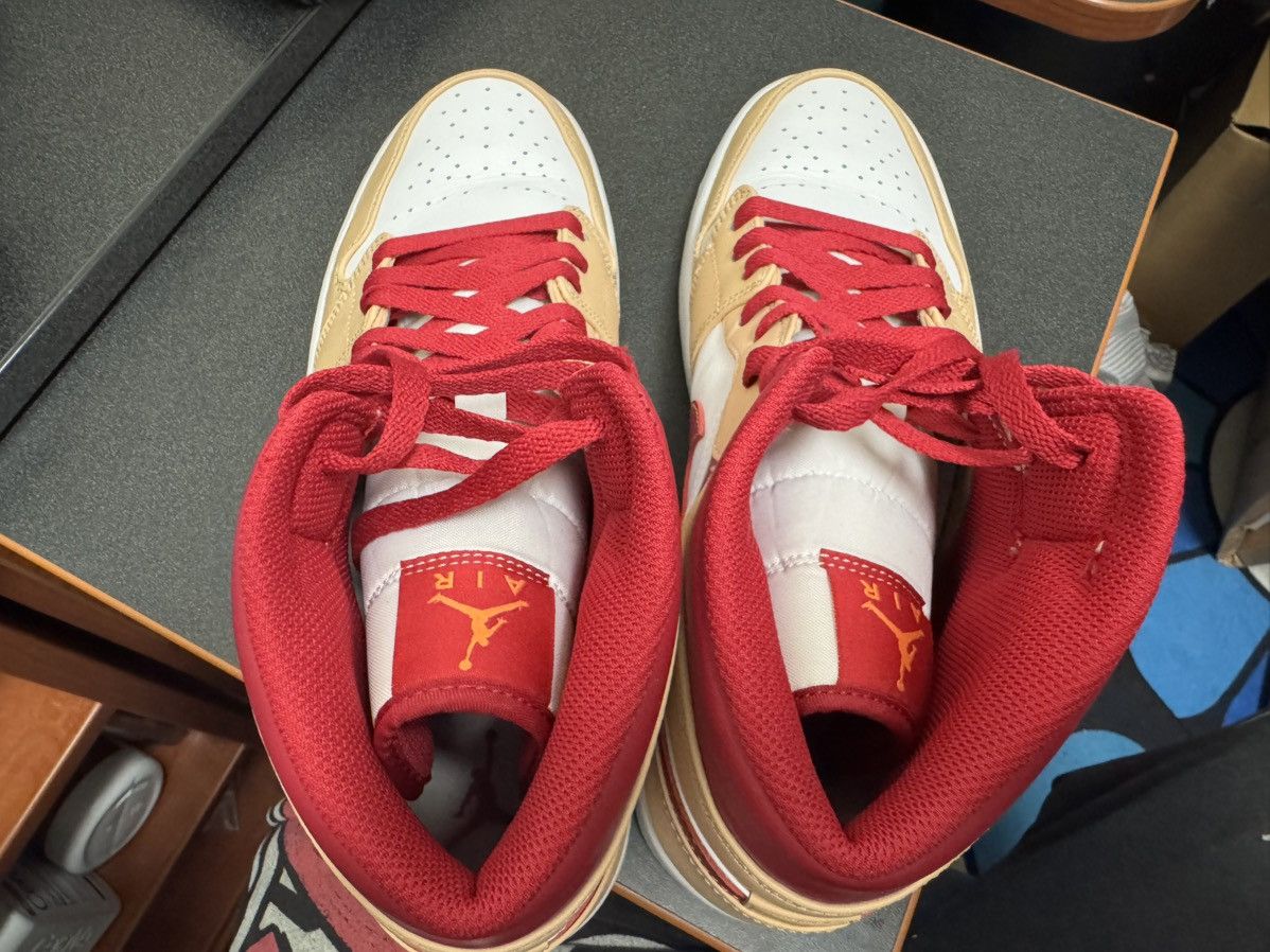Jordan Brand Jordan 1 mid light curry cardinal red Size US 11 / EU 44 - 4 Thumbnail
