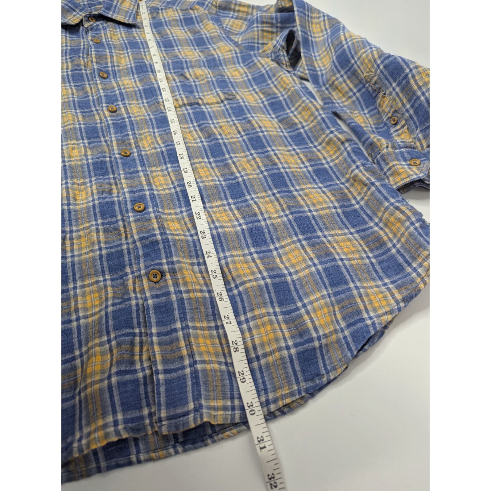 The Territory Ahead The Territory Ahead Men Shirt Size Large L/S Plaid Linen Sorona Yellow Blue Size US L / EU 52-54 / 3 - 5 Thumbnail