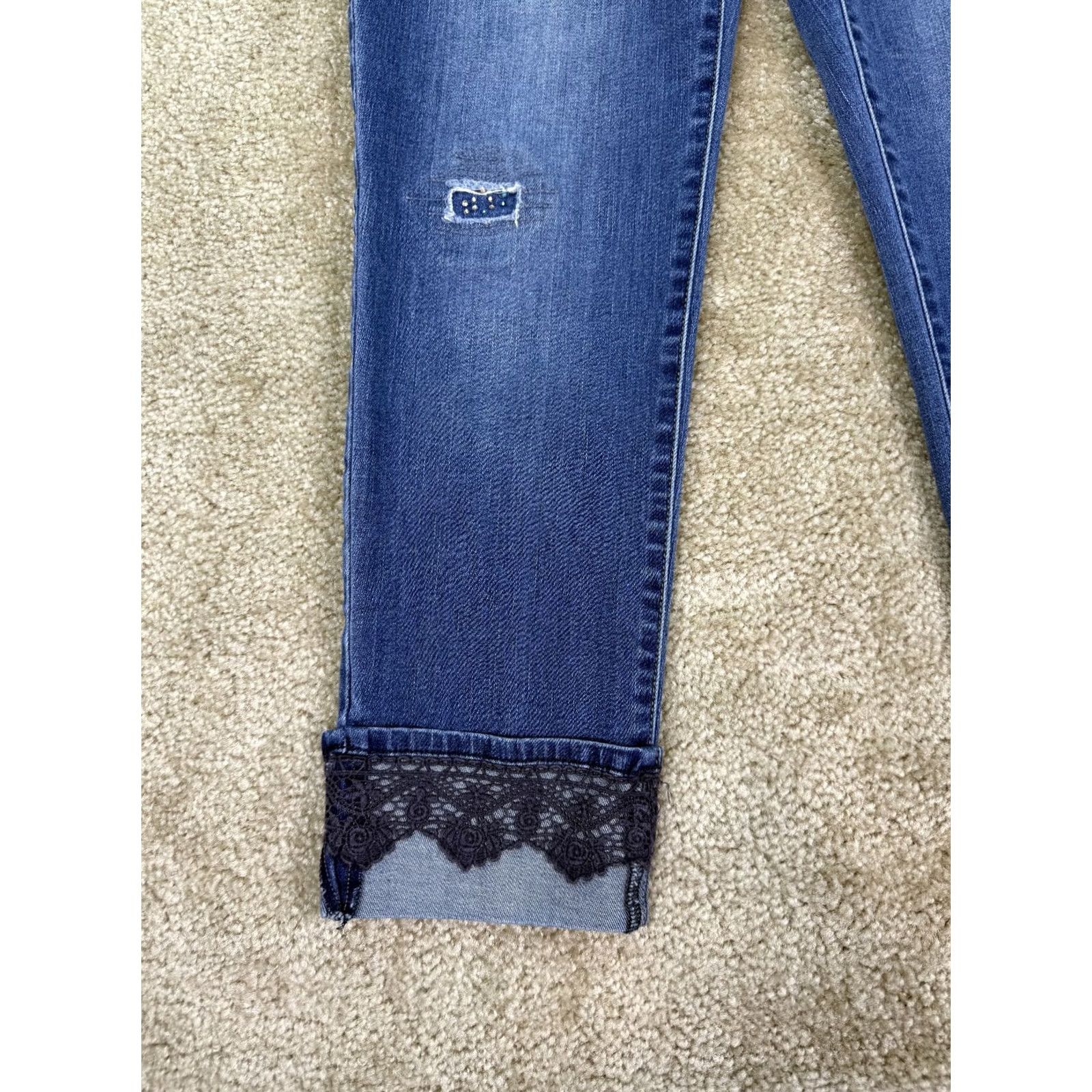 Vintage Chicos Platinum Ankle Jeans Womens Size 6 Blue Lace Stretch 0.5 US B531 Size 28" / US 6 / IT 42 - 3 Thumbnail