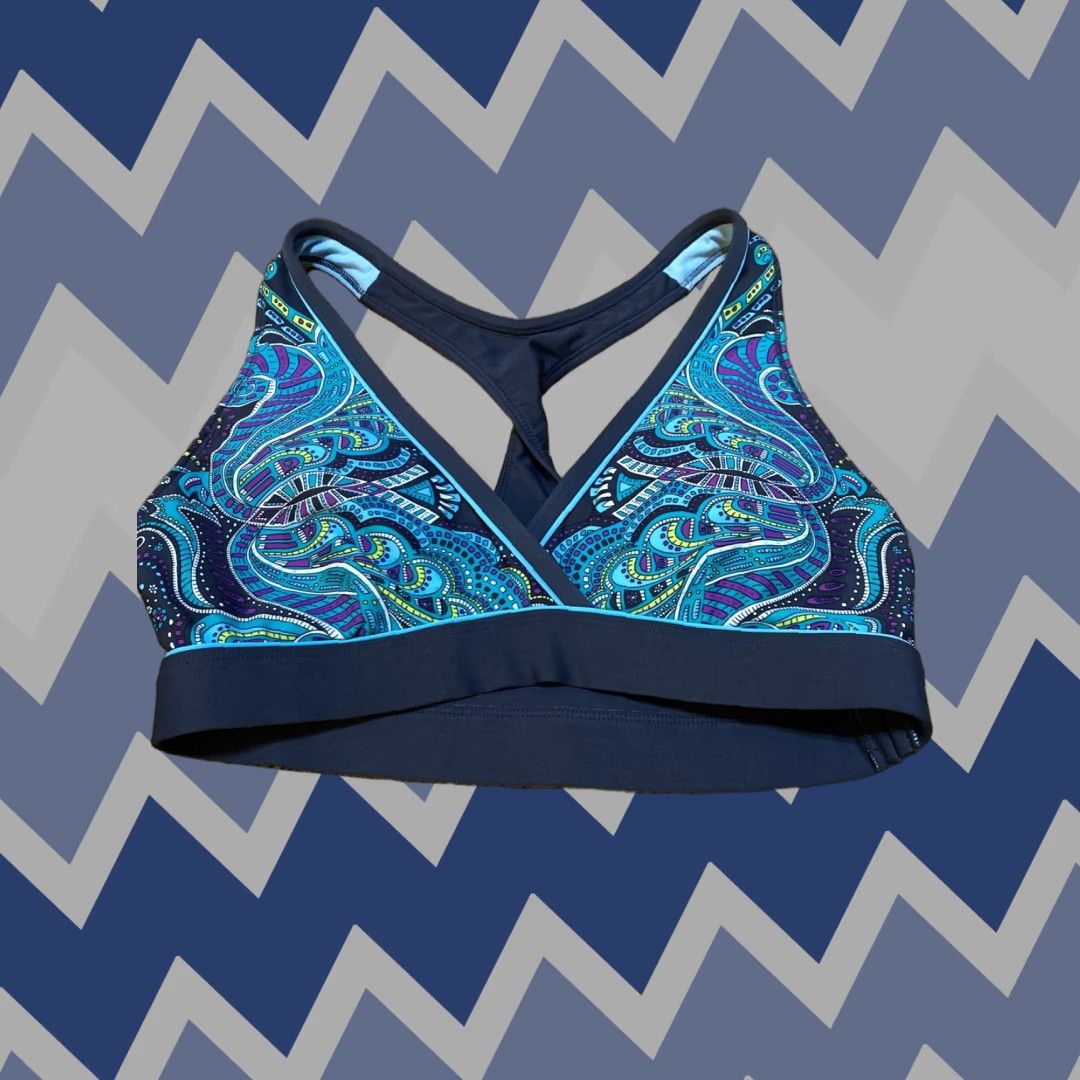 Athleta Athleta Sports Bra XS Racerback Teal Purple Gray Paisley Women XS Racerback Size ONE SIZE - 1 Thumbnail