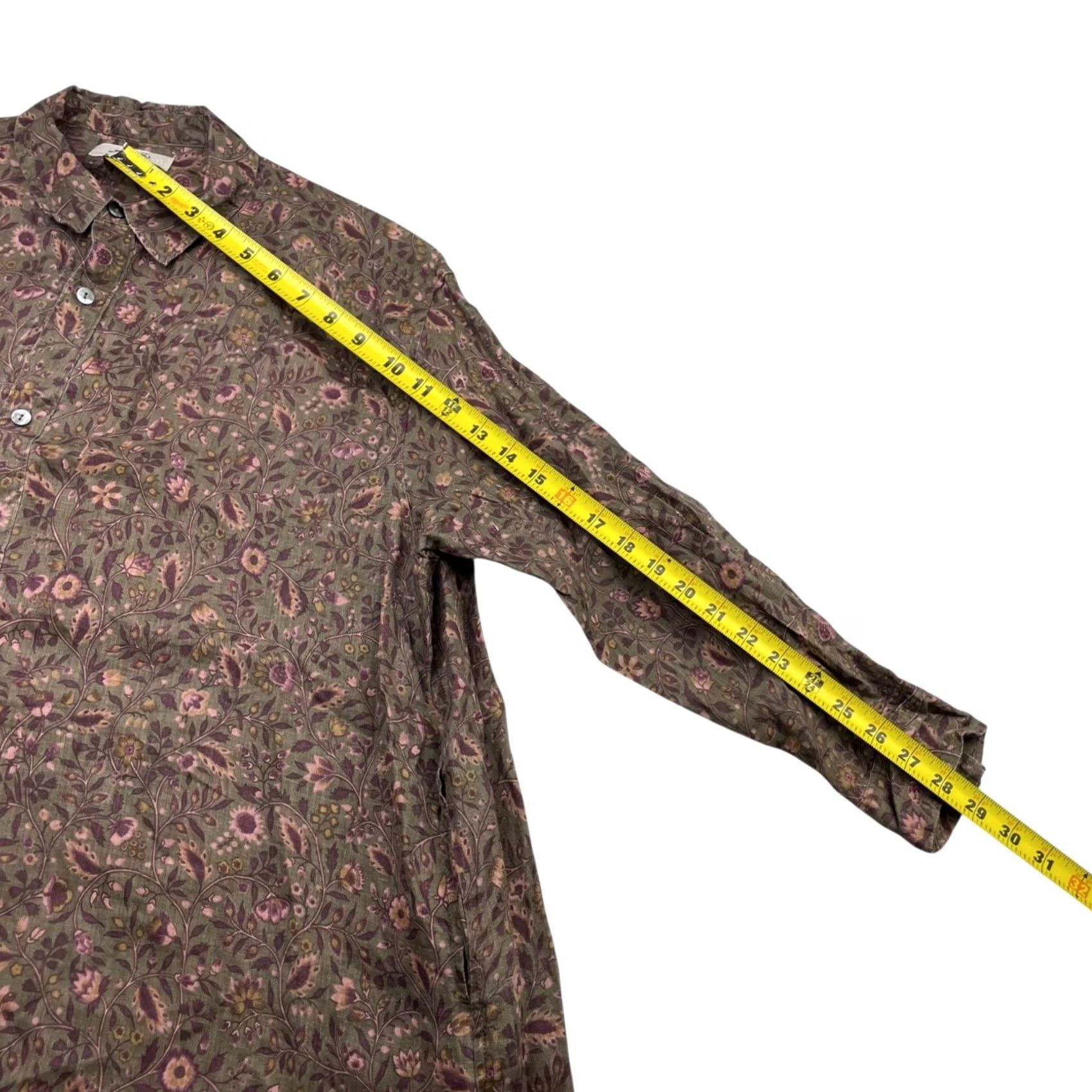 Vintage VINTAGE Ichi Antiques Women’s Dress Linen Kaftan Casual Midi Brown/Purple Floral One Size Regular Size ONE SIZE - 7 Thumbnail