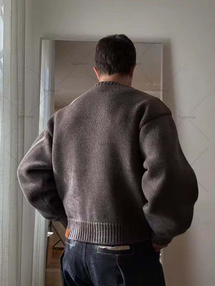 Japanese Brand Retro V-neck Brown Knitted Cardigan Sweater Size US L / EU 52-54 / 3 - 3 Thumbnail