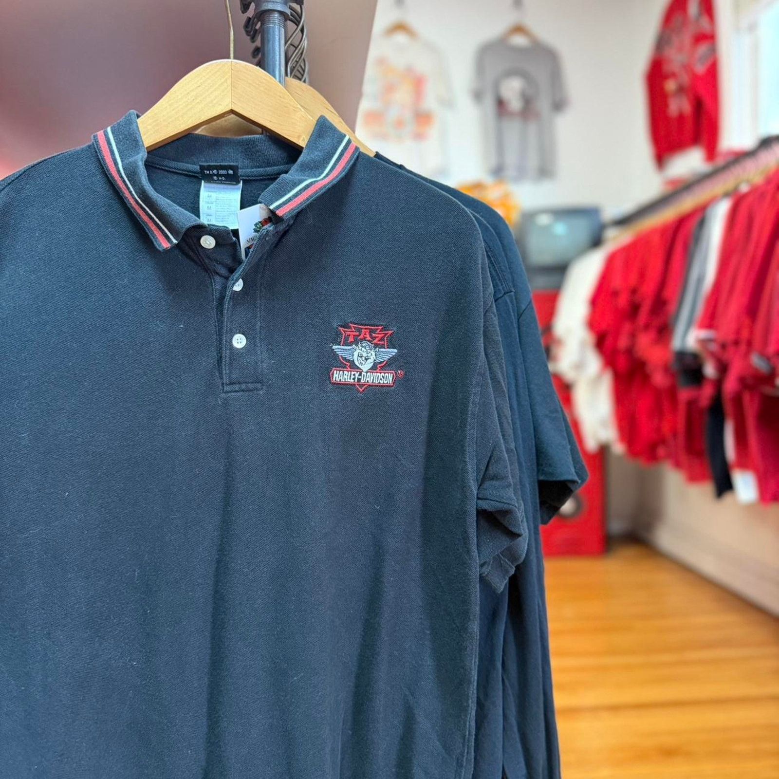 Harley Davidson × Vintage Vintage 90s Taz Harley Davidson Motorcycles Biker Polo Shirt Size US M / EU 48-50 / 2 - 1 Thumbnail