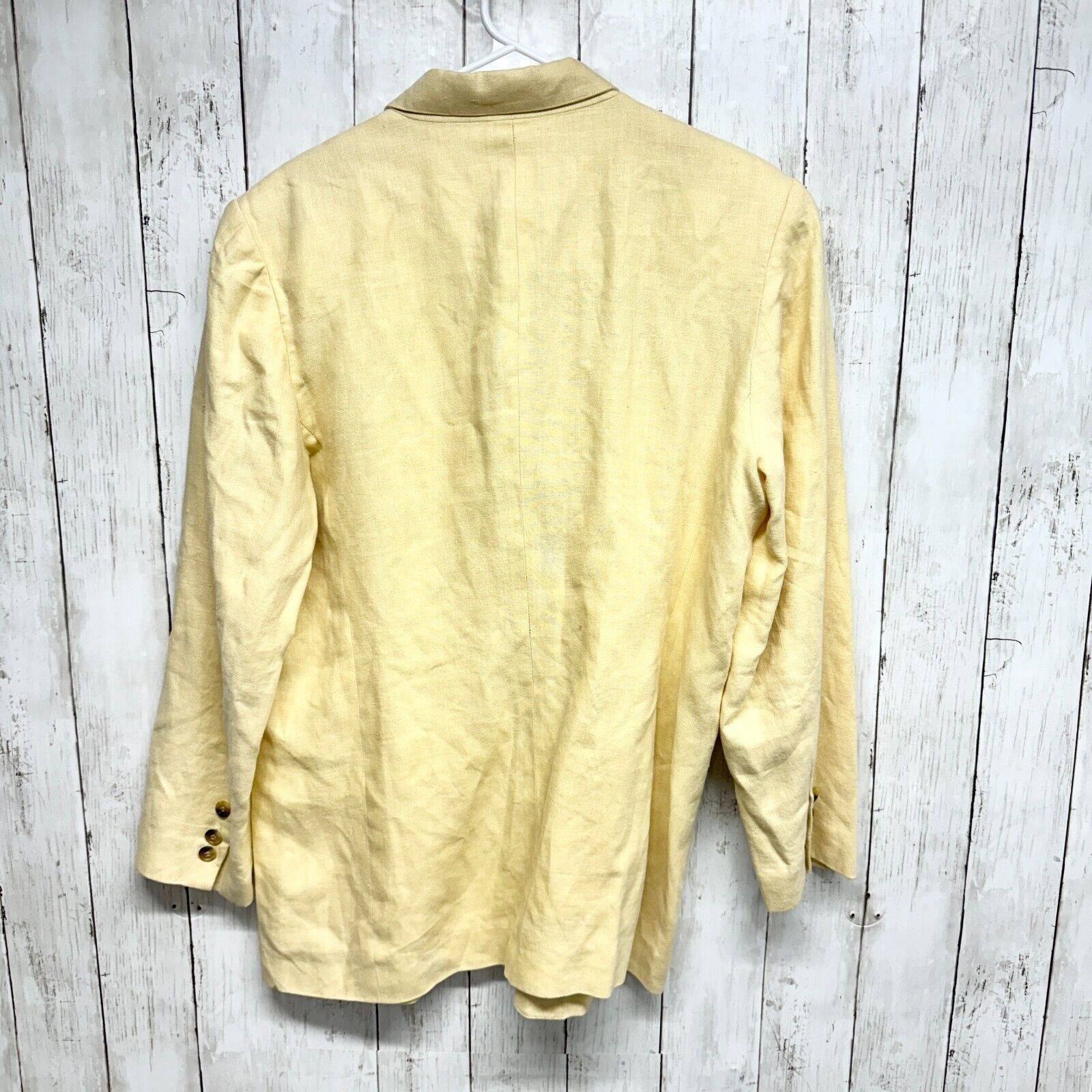 Vintage Clifford & Willis Suit Jacket 8 Yellow Single Breasted Linen Size M / US 6-8 / IT 42-44 - 4 Thumbnail