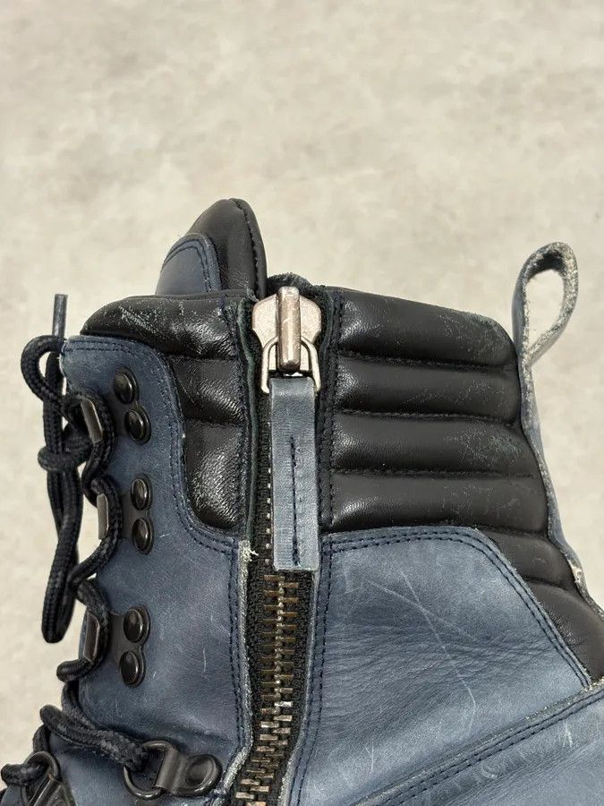 Emporio Armani 2010s Emporio Armani Avant-Garde Brut Blue Leather Boots Size US 8.5 / EU 41-42 - 8 Thumbnail
