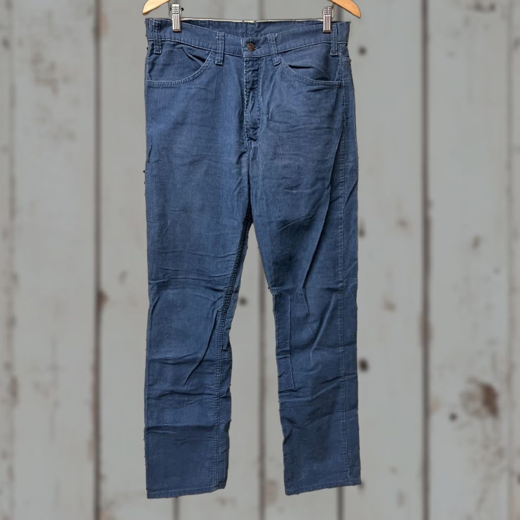 Levi's VINTAGE Levi's 519 Pants Mens 32x34 Corduroy Gray Blue White Tab Regular Straight 5-Pocket Jeans 80s Retro Classic Mens Size US 32 / EU 48 - 1 Thumbnail