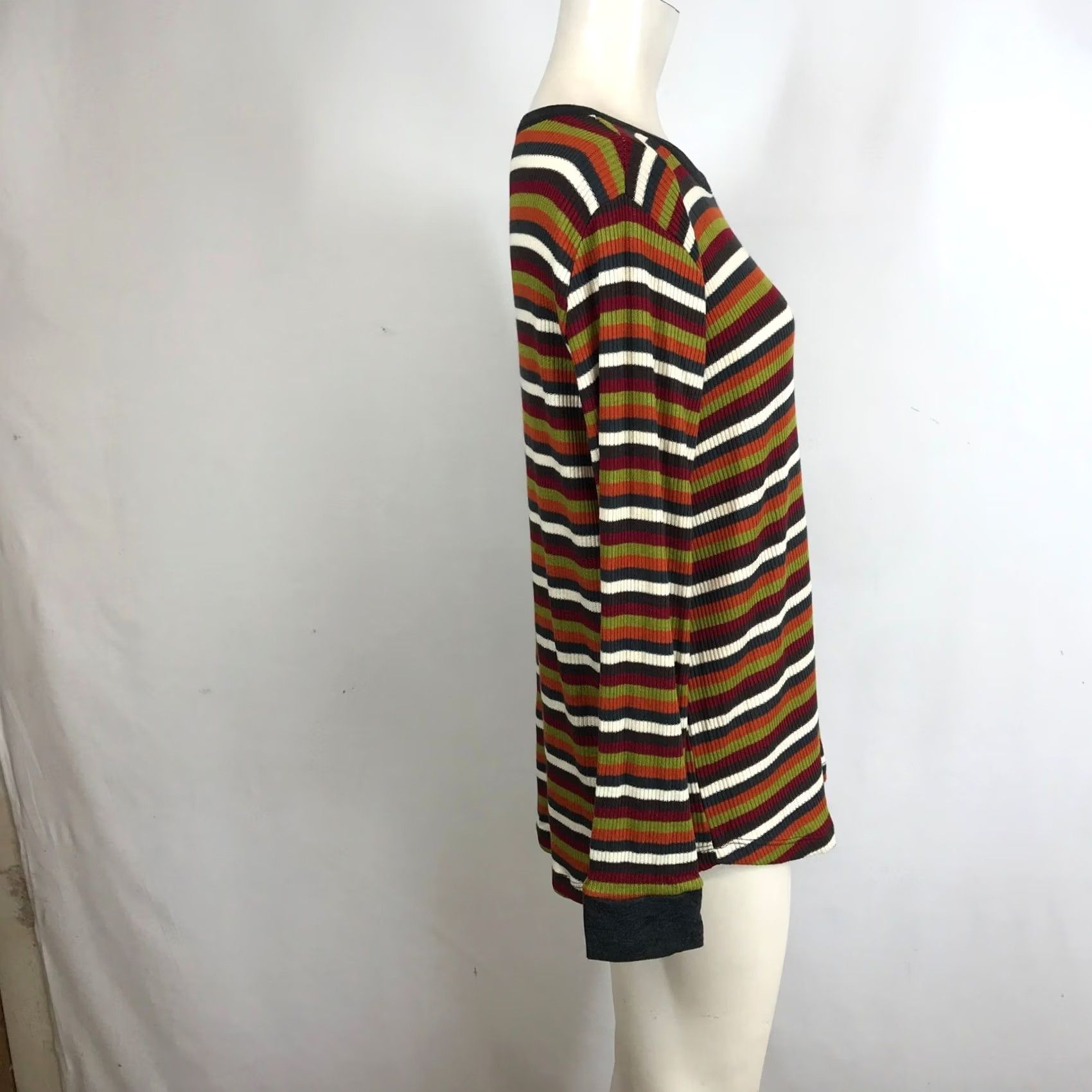 Vintage Staccato Striped Long Sleeve Crew Neck Shirt L Women's Orange Vintage? Size L / US 10 / IT 46 - 4 Thumbnail
