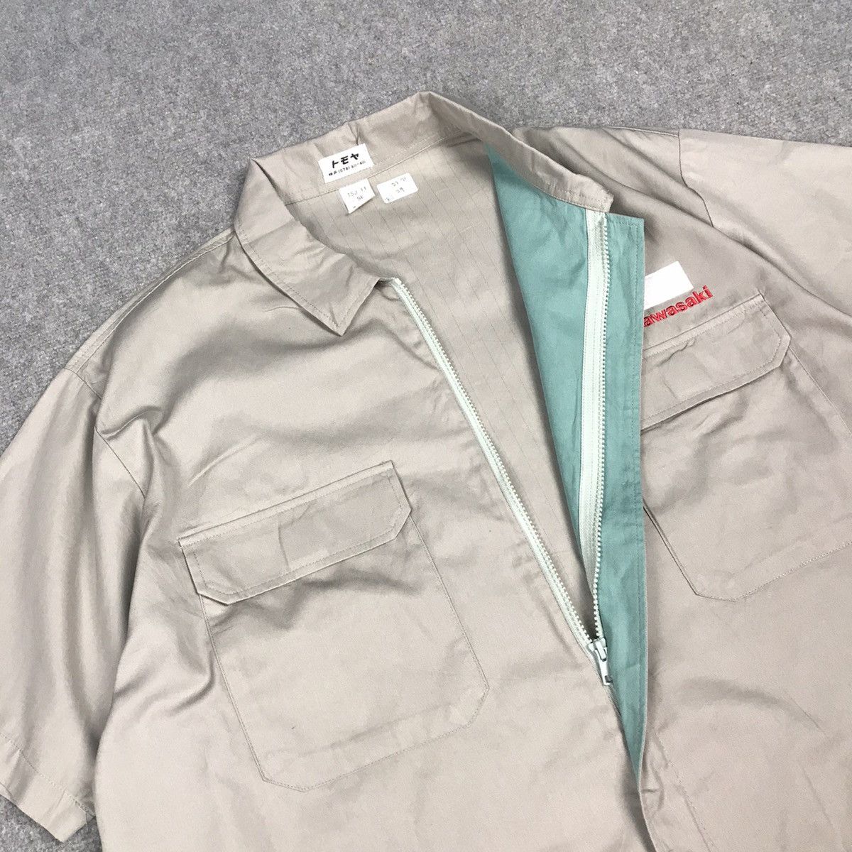 Japanese Brand WORK KAWASAKI JAPAN UNIFORM SHORT SLEEVE ZIPPER JACKET Size US L / EU 52-54 / 3 - 5 Thumbnail