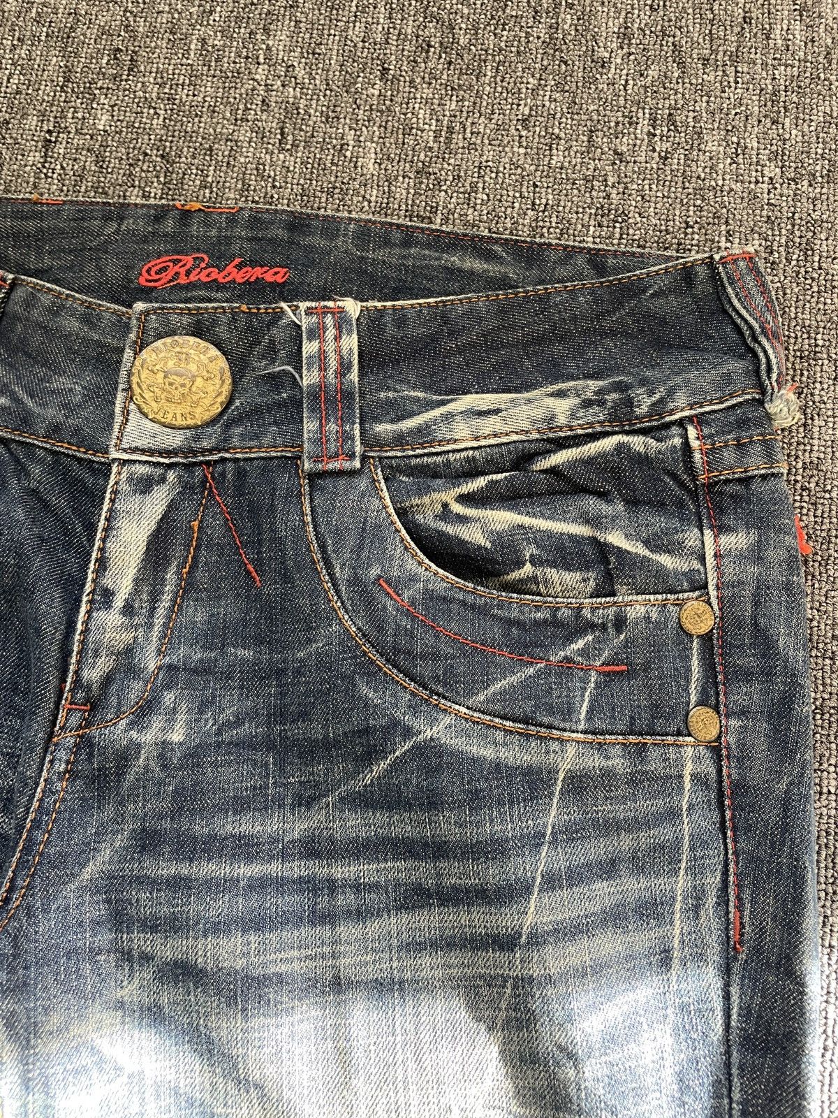 Japanese Brand Vintage Y2K Reobera Low Rise Boot Cut Distressed Flare Jeans Size 31" - 5 Thumbnail