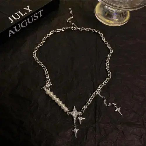 Japanese Brand Unisex punk star pendant multilayer pearl necklace chain Size ONE SIZE - 3 Thumbnail