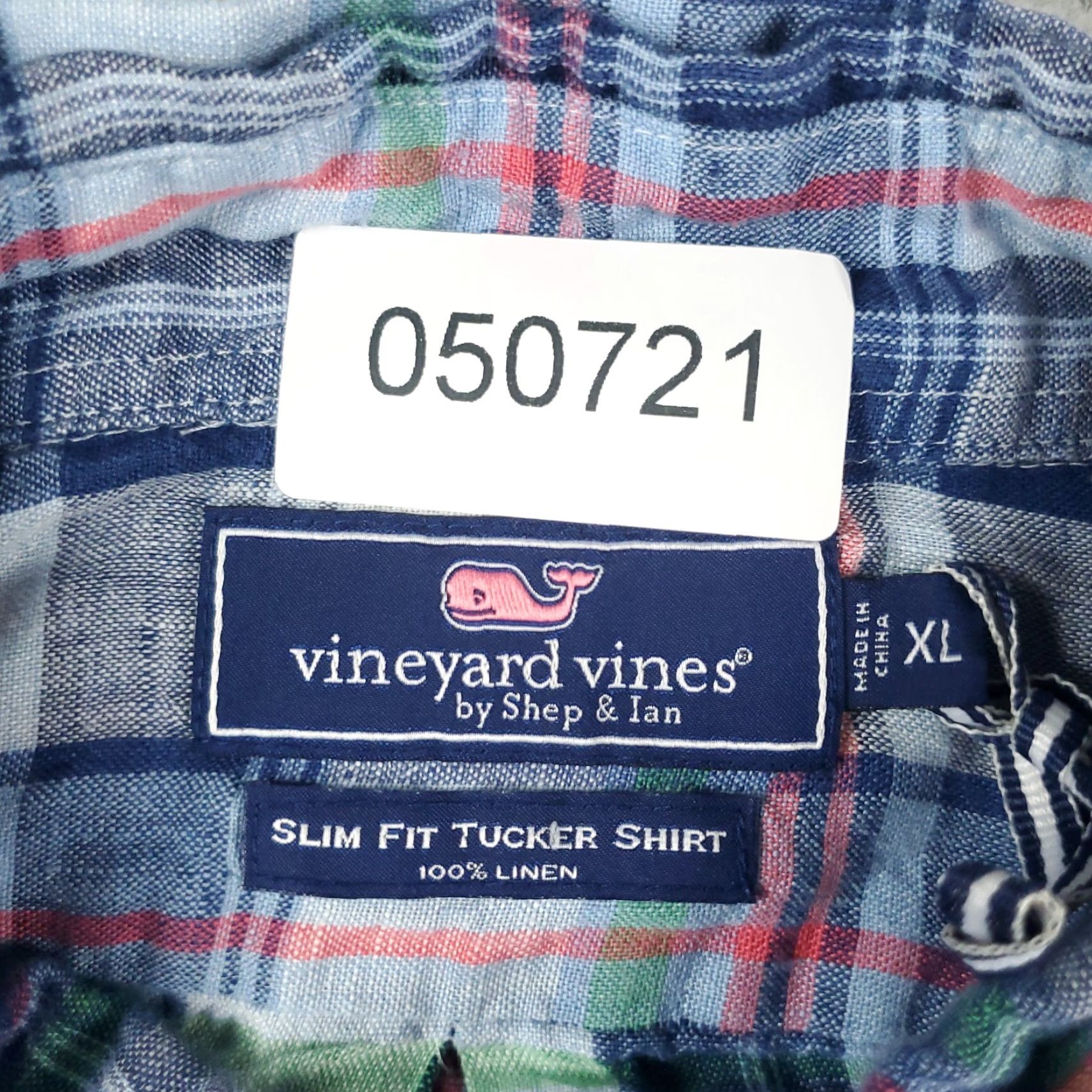 Vineyard Vines Vineyard Vines Shirt Mens XL Blue Plaid Linen Slim Fit Button-Up Long Sleeve Size US XL / EU 56 / 4 - 7 Thumbnail