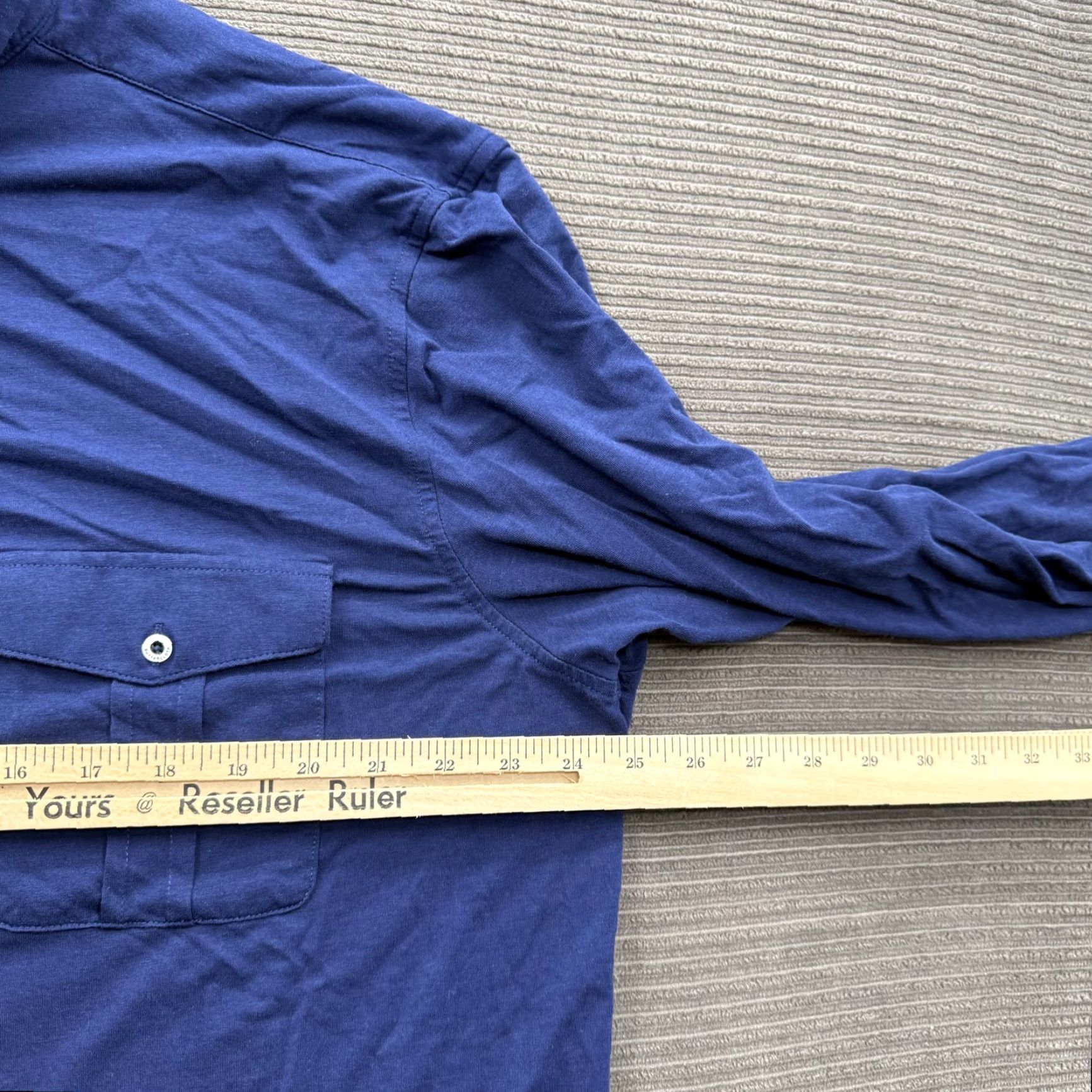 Vintage Buttercloth Shirt Mens 2XL Regular Blue Long Sleeve Button-Up Stretch Pockets Knit Cotton Rayon Spandex Confident Workwear Casual Size US XXL / EU 58 / 5 - 5 Thumbnail