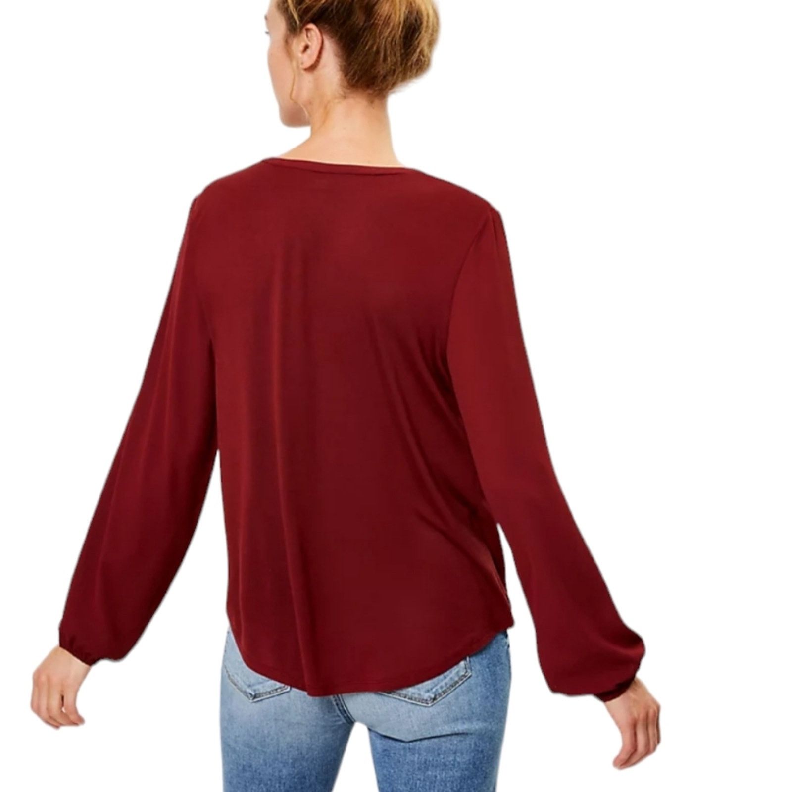 Loft NWT Loft Split Neck Mixed Media Top xS Size XS / US 0-2 / IT 36-38 - 2 Thumbnail