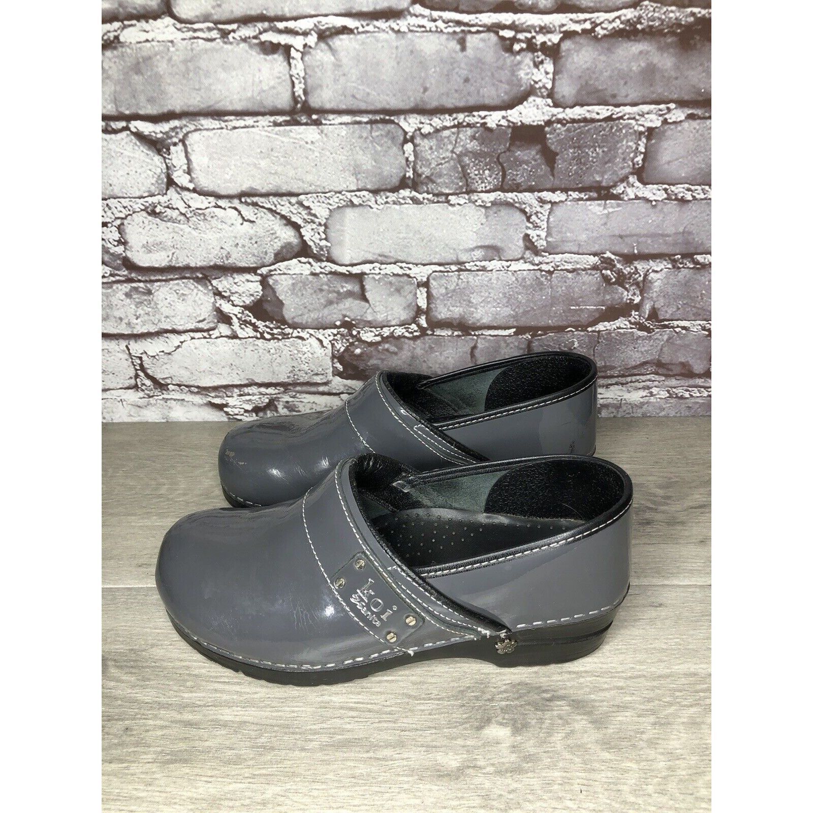 Other KOI by SANITA STEEL GRAY PATENT LEATHER CLOGS SHOES Women Sz Size US 9.5 / IT 39.5 - 16 Thumbnail